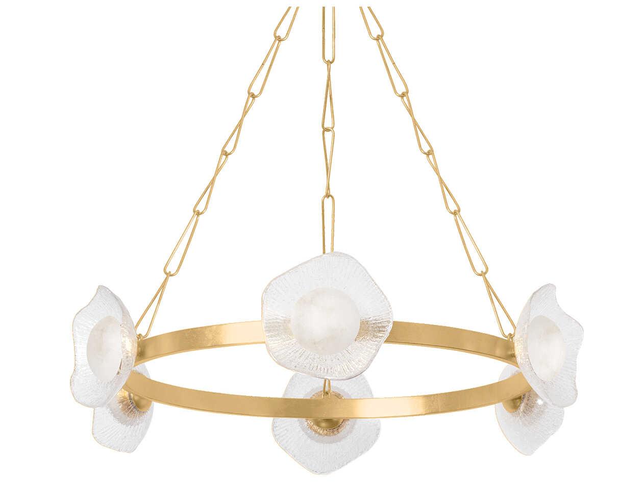 Corbett Lighting Almandine 6-Light Vintage Gold Leaf Round Chandelier