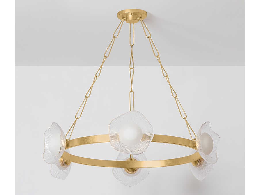Corbett Lighting Almandine 6-Light Vintage Gold Leaf Round Chandelier