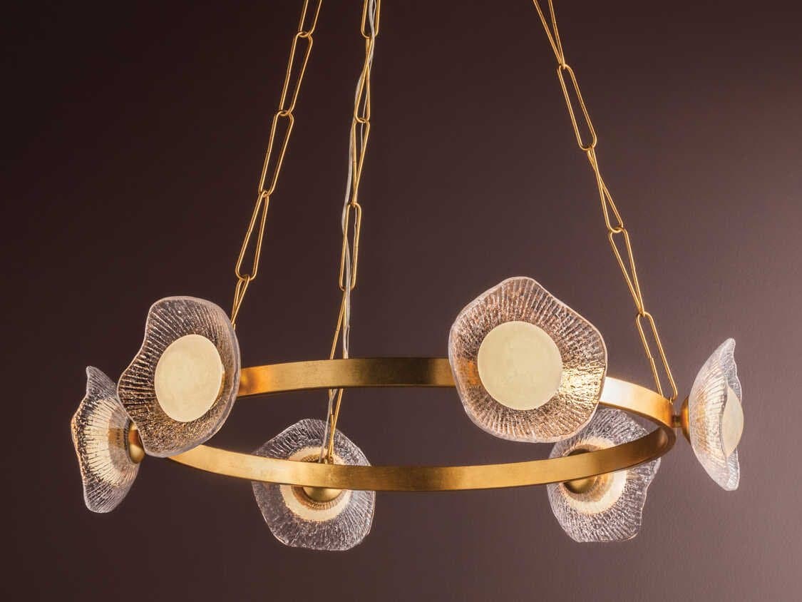 Corbett Lighting Almandine 6-Light Vintage Gold Leaf Round Chandelier