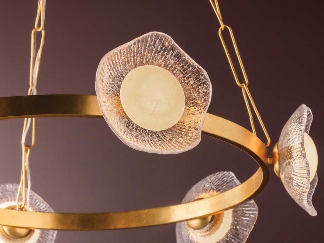 Corbett Lighting Almandine 6-Light Vintage Gold Leaf Round Chandelier