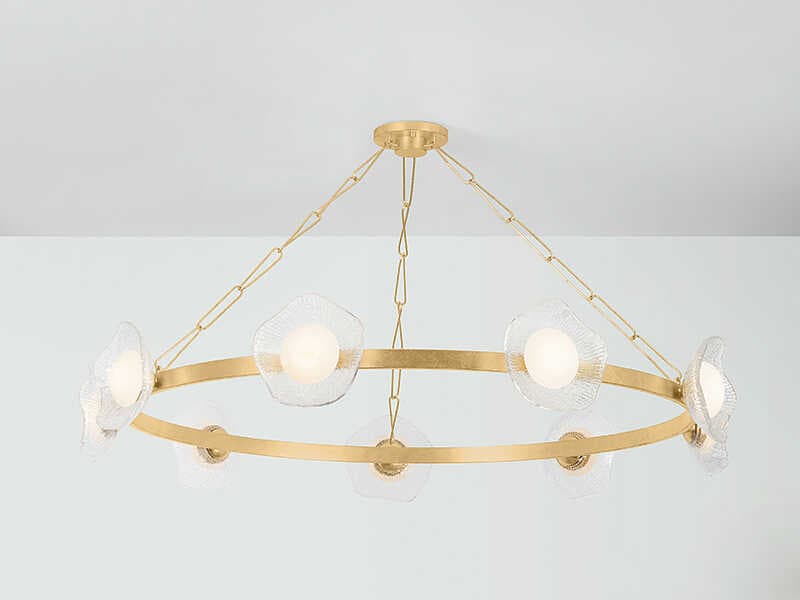 Corbett Lighting Almandine 9-Light Vintage Gold Leaf Round Chandelier
