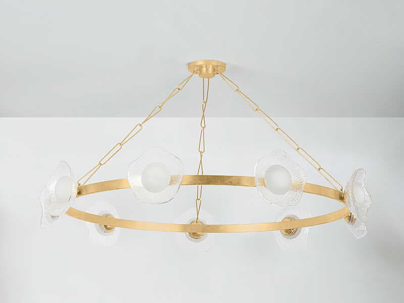 Corbett Lighting Almandine 9-Light Vintage Gold Leaf Round Chandelier