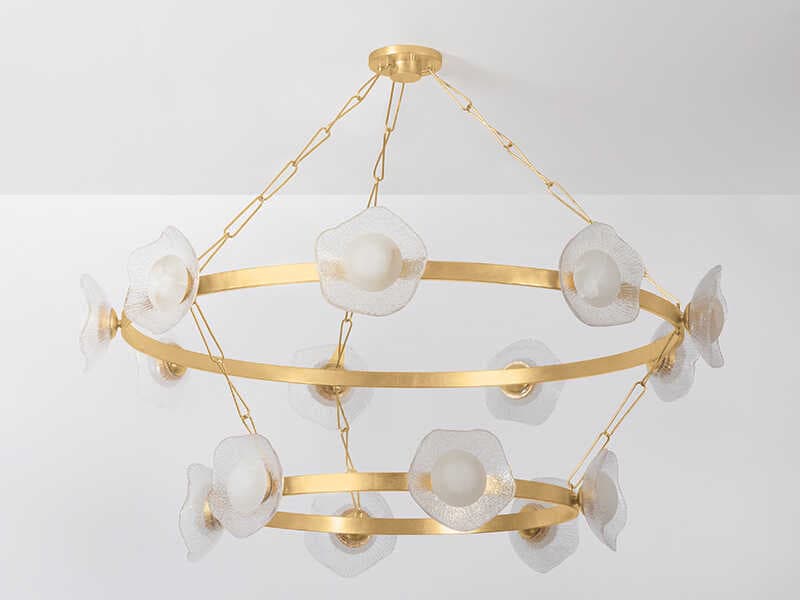 Corbett Lighting Almandine 15-Light Vintage Gold Leaf Round Tiered Chandelier