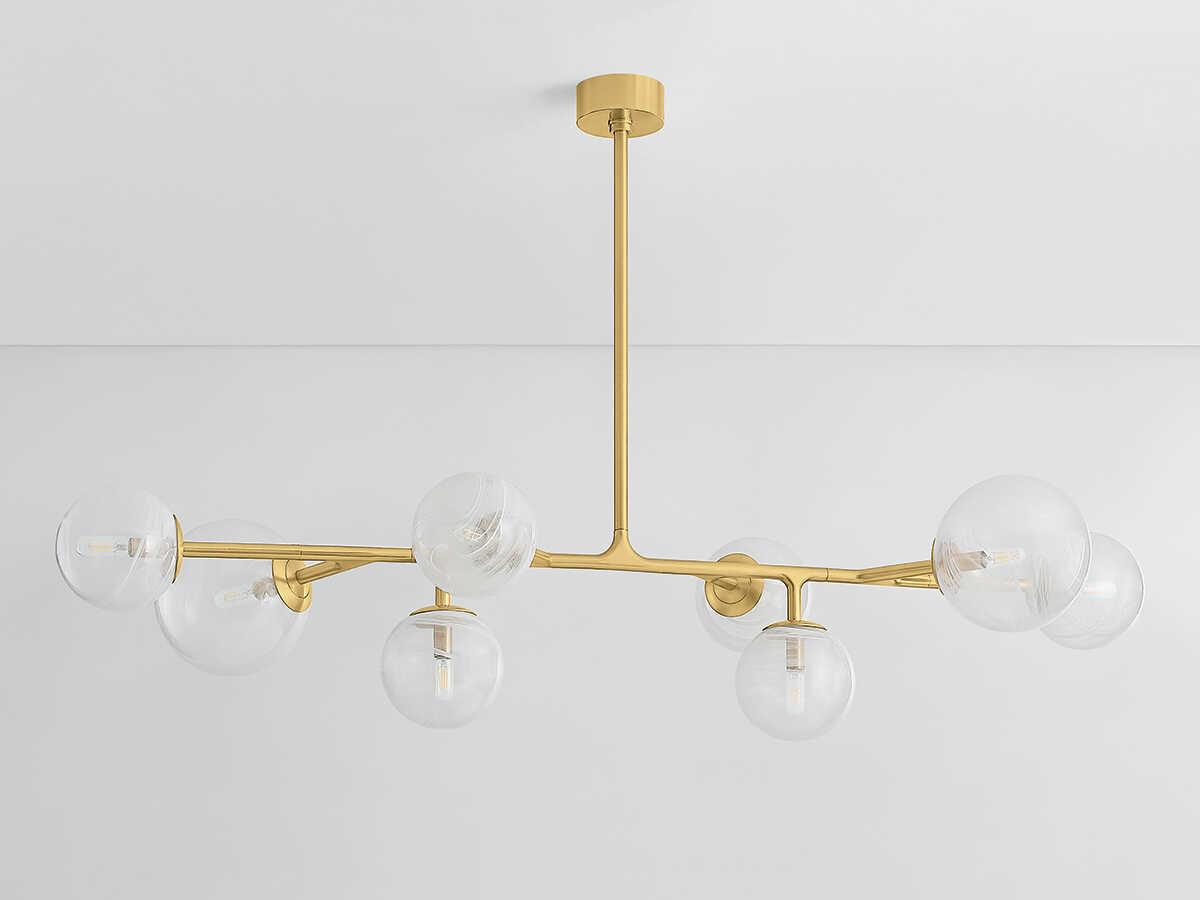 Corbett Lighting Glasgow 8-Light Vintage Polished Brass Globe Linear Island Pendant
