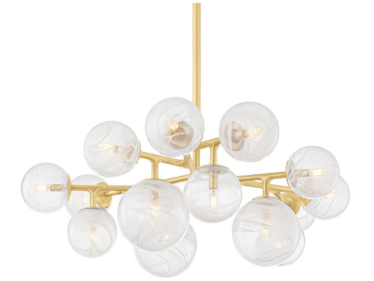 Corbett Lighting Glasgow 15-Light Vintage Polished Brass Globe Chandelier