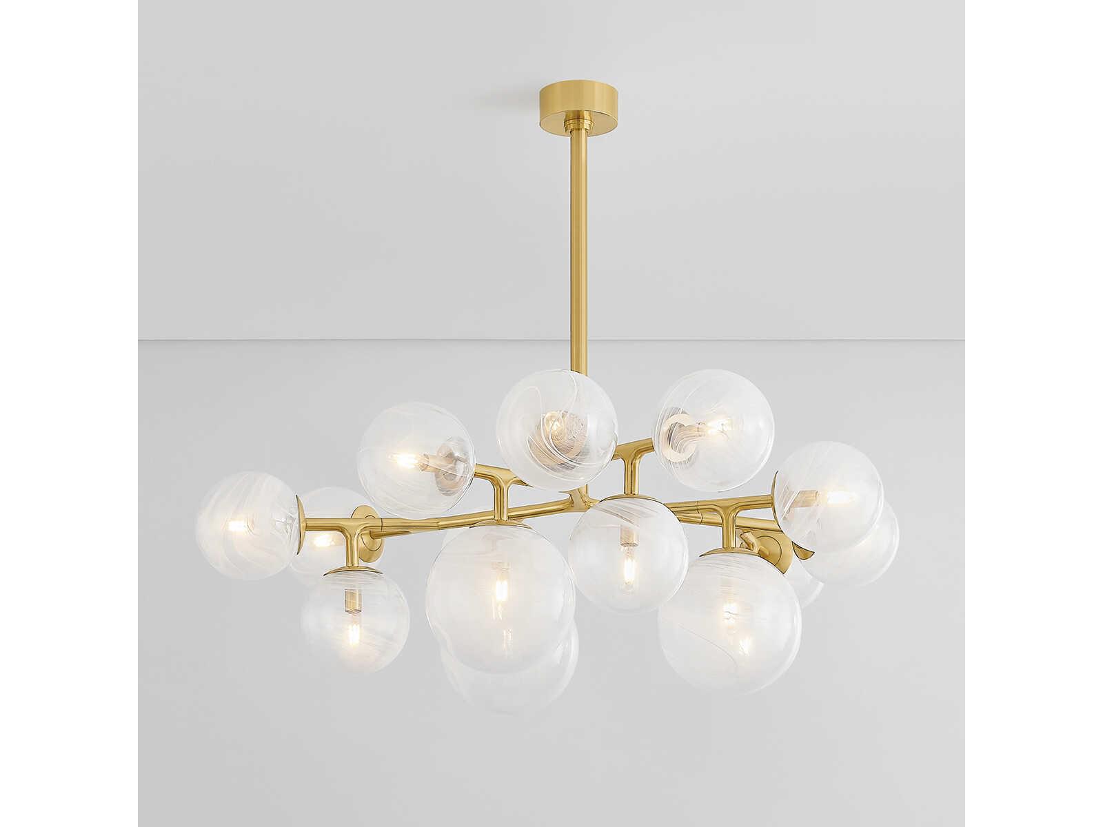 Corbett Lighting Glasgow 15-Light Vintage Polished Brass Globe Chandelier