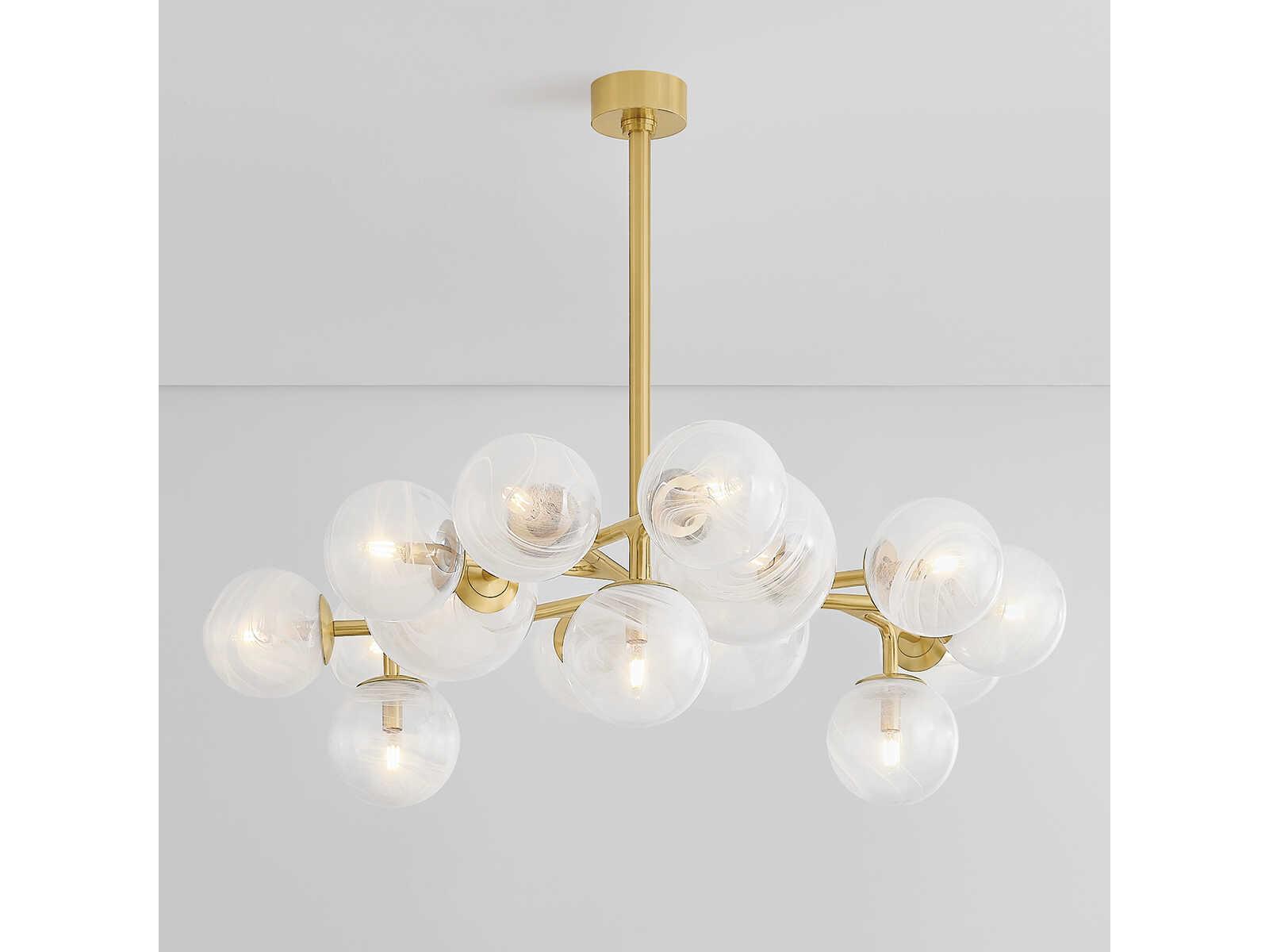 Corbett Lighting Glasgow 15-Light Vintage Polished Brass Globe Chandelier