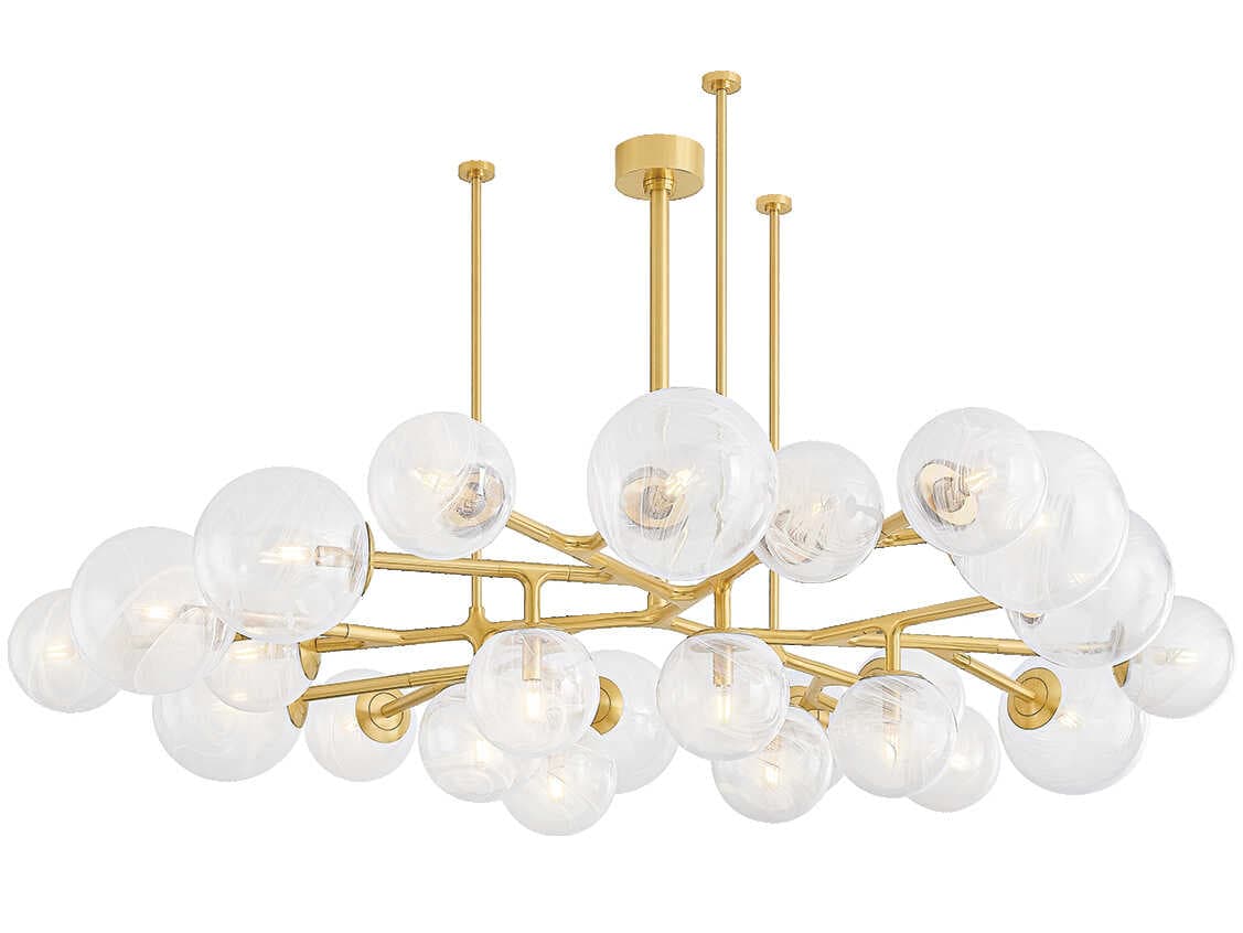 Corbett Lighting Glasgow 24-Light Vintage Polished Brass Globe Chandelier