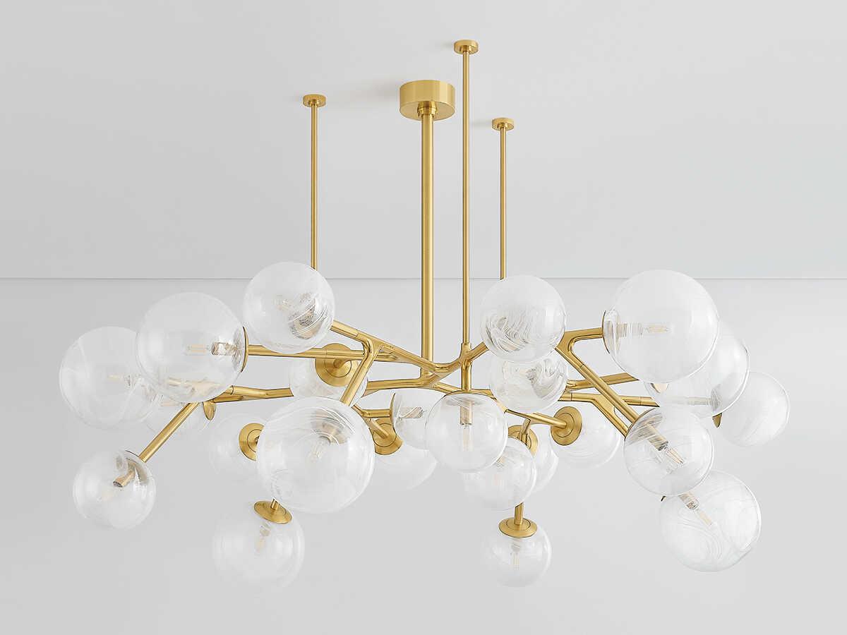 Corbett Lighting Glasgow 24-Light Vintage Polished Brass Globe Chandelier