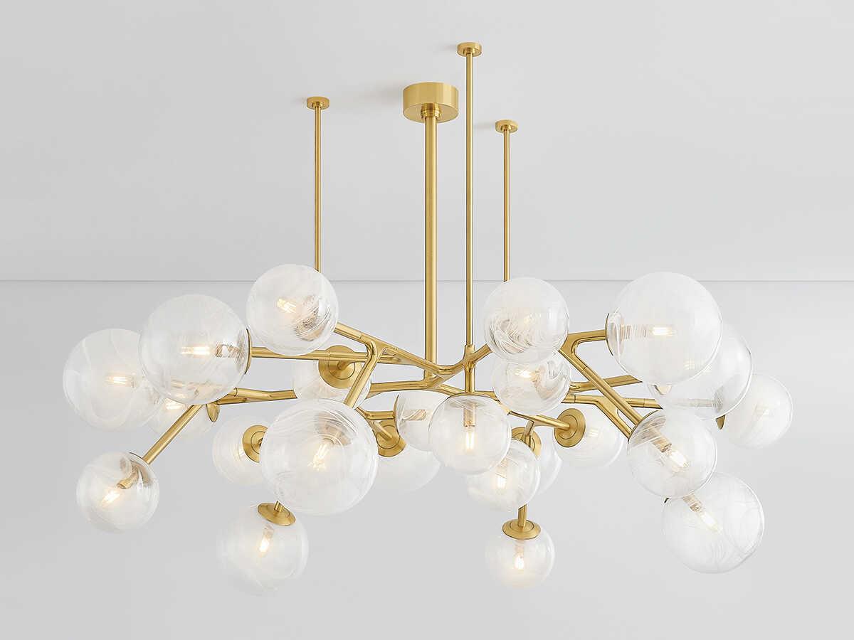 Corbett Lighting Glasgow 24-Light Vintage Polished Brass Globe Chandelier