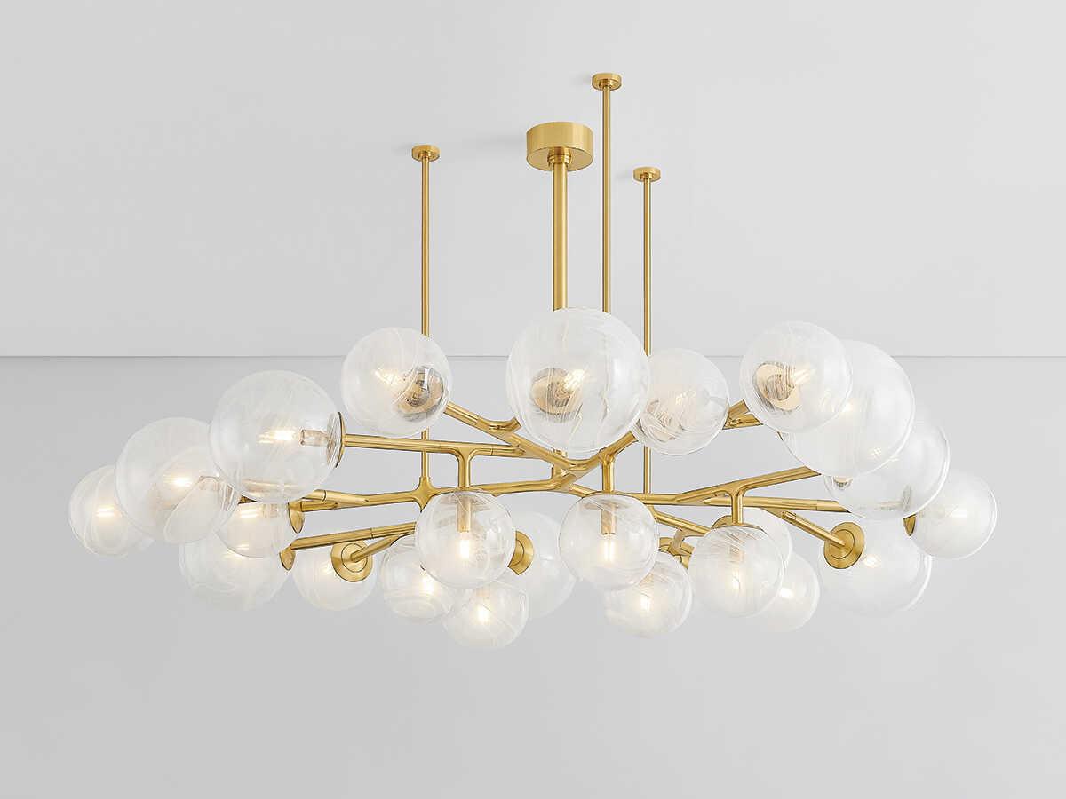 Corbett Lighting Glasgow 24-Light Vintage Polished Brass Globe Chandelier