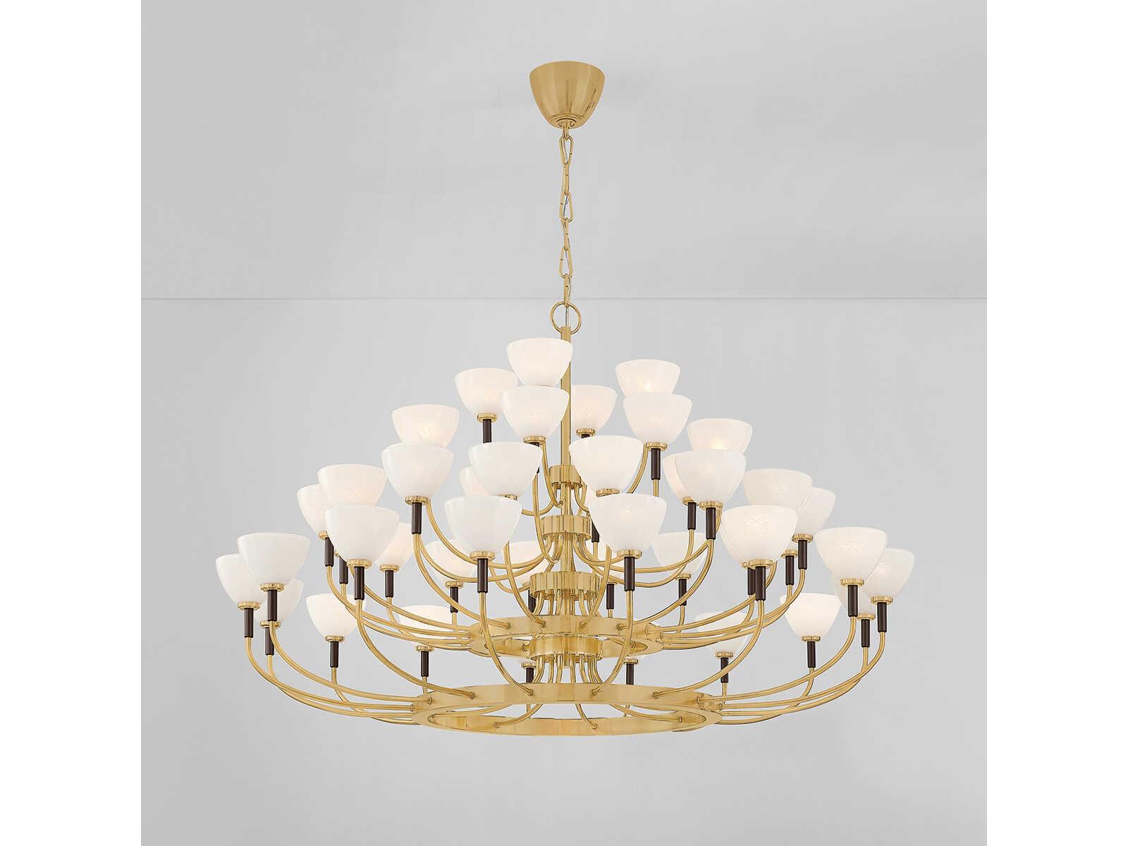 Corbett Lighting Brahma 44-Light Vintage Polished Brass Bronze Tiered Chandelier