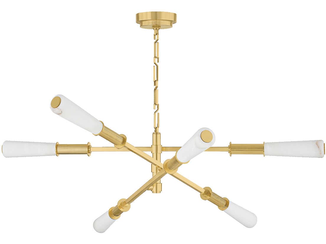 Corbett Lighting Dashiell 6-Light Vintage Polished Brass Linear Sputnik Chandelier