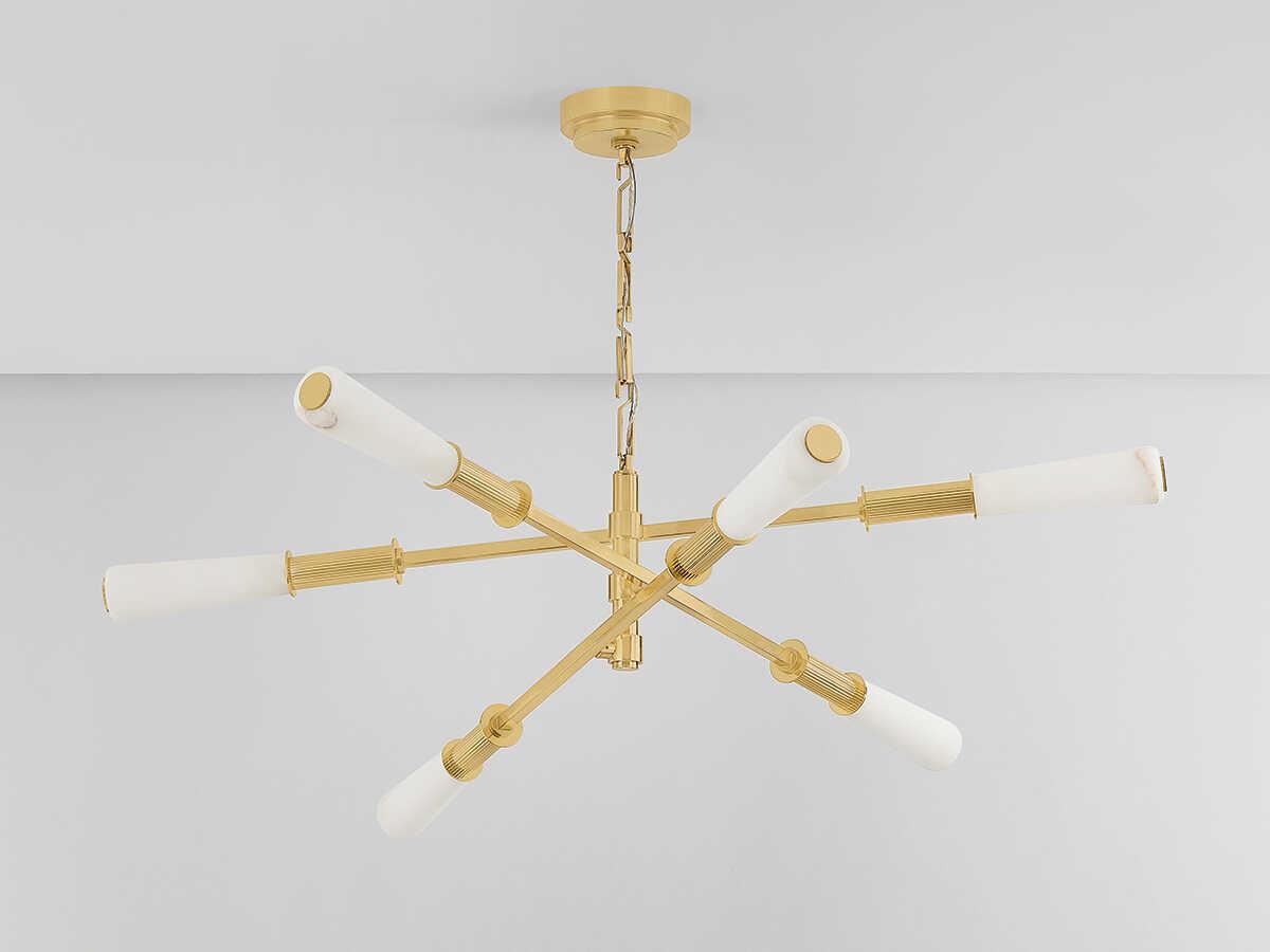 Corbett Lighting Dashiell 6-Light Vintage Polished Brass Linear Sputnik Chandelier