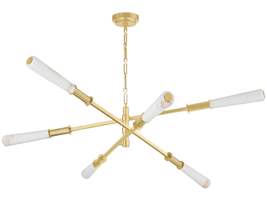 Corbett Lighting Dashiell 6-Light Vintage Polished Brass Linear Sputnik Chandelier