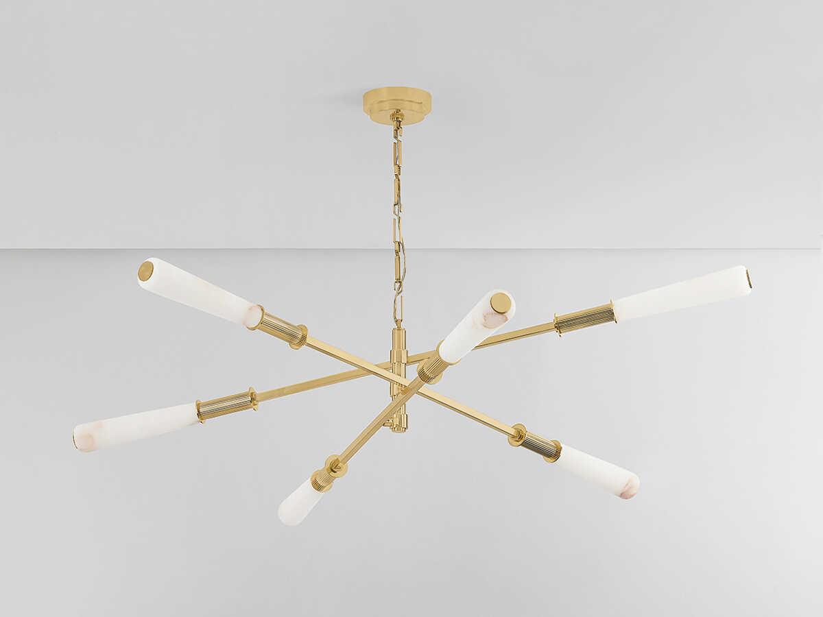 Corbett Lighting Dashiell 6-Light Vintage Polished Brass Linear Sputnik Chandelier