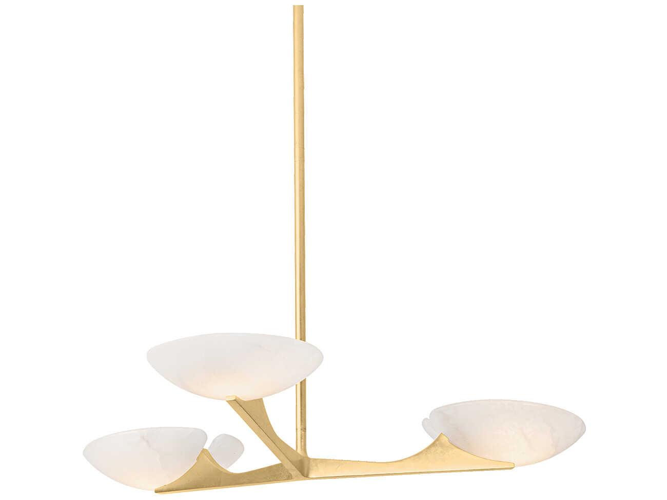 Corbett Lighting Malachite 3-Light Vintage Gold Leaf Chandelier