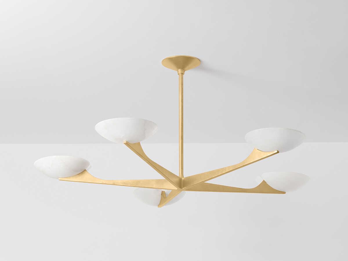 Corbett Lighting Malachite 5-Light Vintage Gold Leaf Chandelier