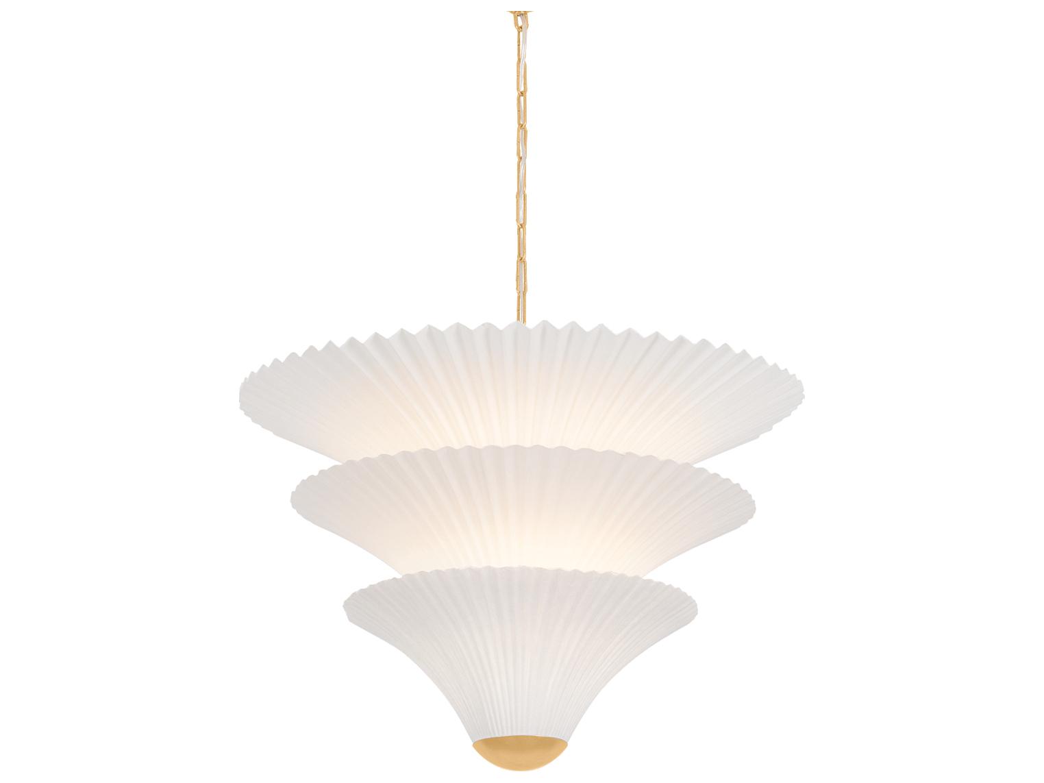 Corbett Lighting Belluno 2-Light Vintage Gold Leaf White Tiered Pendant