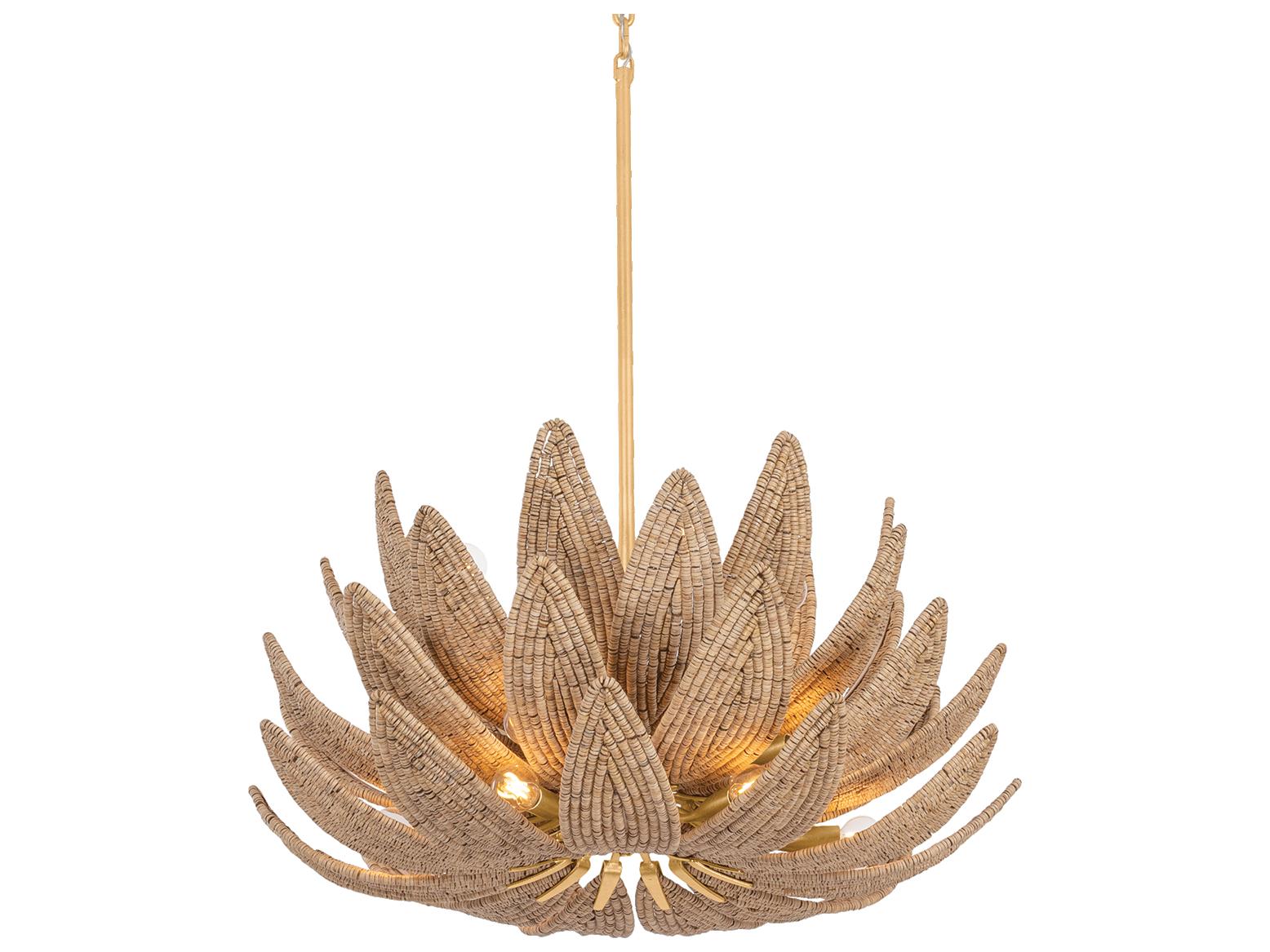 Corbett Lighting Varanasi 14-Light Vintage Gold Leaf Brown Bowl Pendant