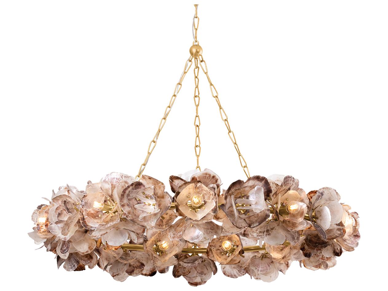 Corbett Lighting Galle 20-Light Vintage Gold Leaf Brown Round Pendant