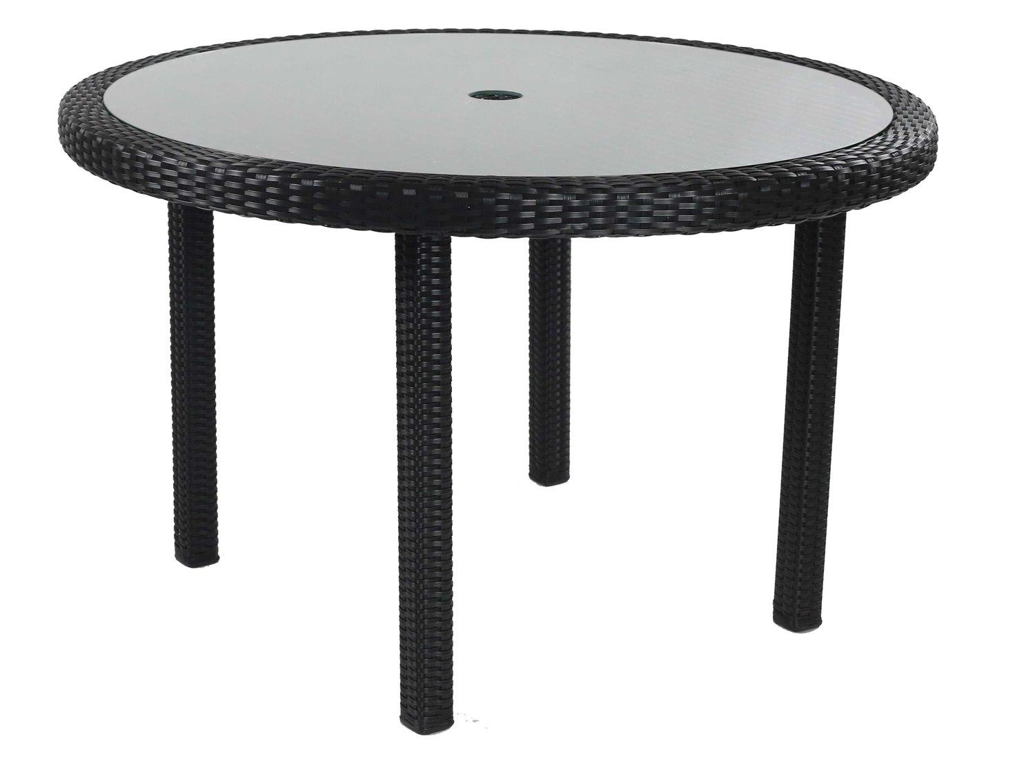 Caluco Dijon Wicker Majestick Black Round Patio Dining Table
