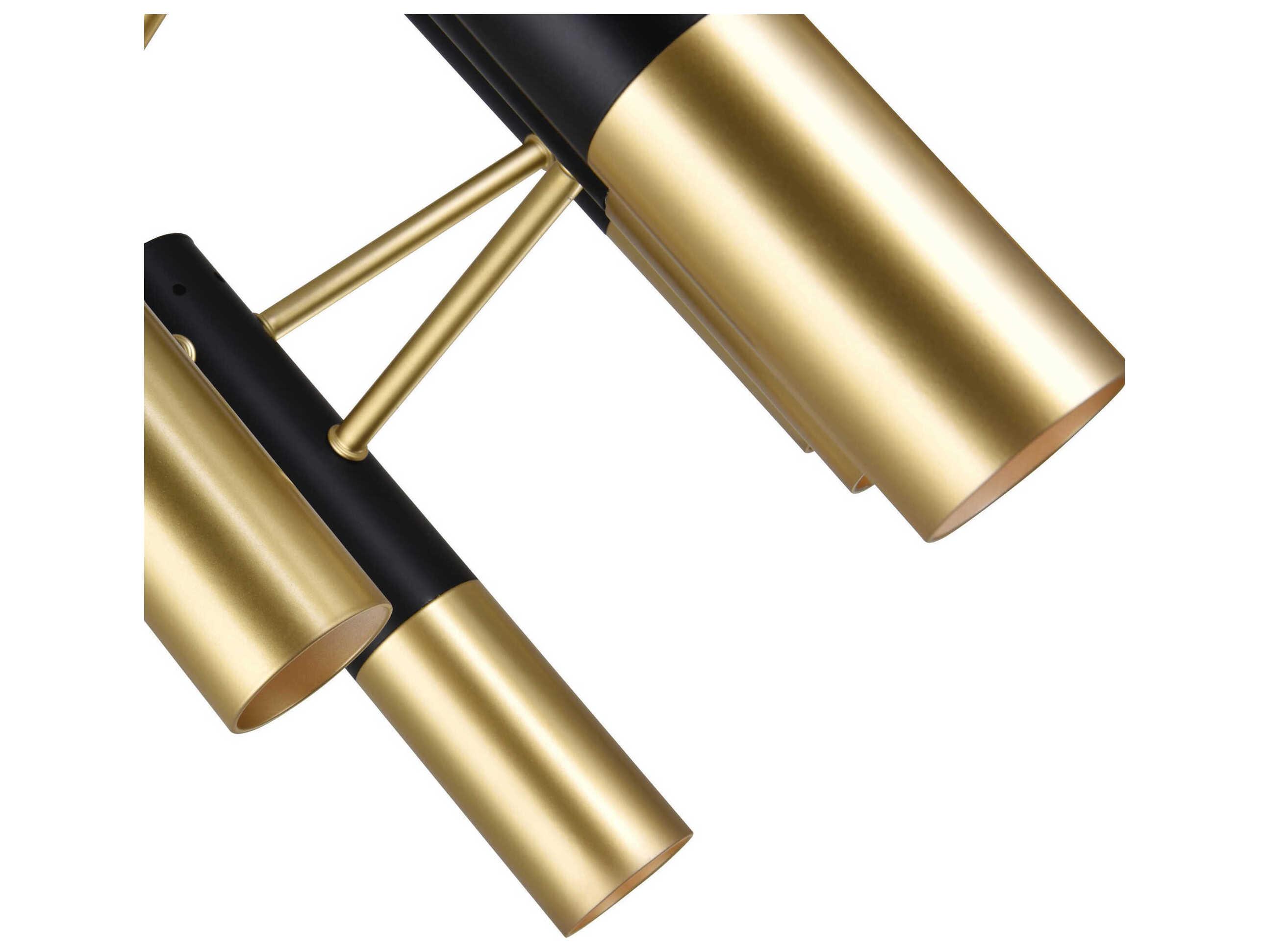 CWI Lighting Anem 7-Light Matte Black Satin Gold Cylinder Chandelier