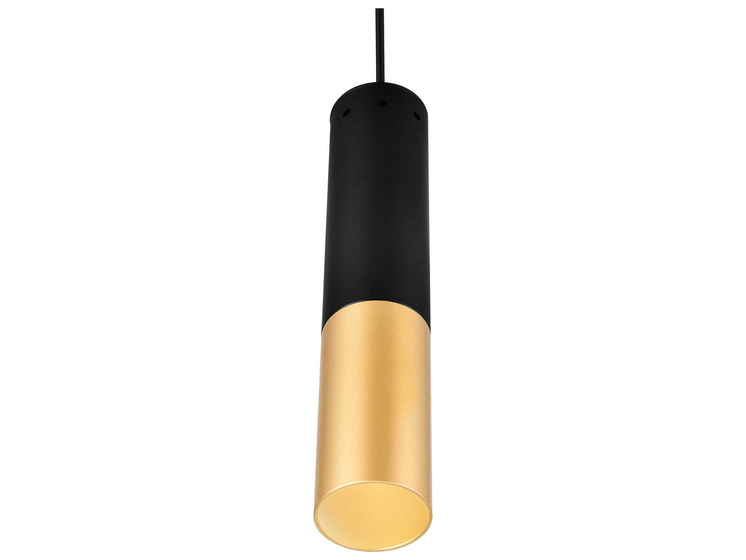 CWI Lighting Anem 1-Light Matte Black Satin Gold Cylinder Mini Pendant