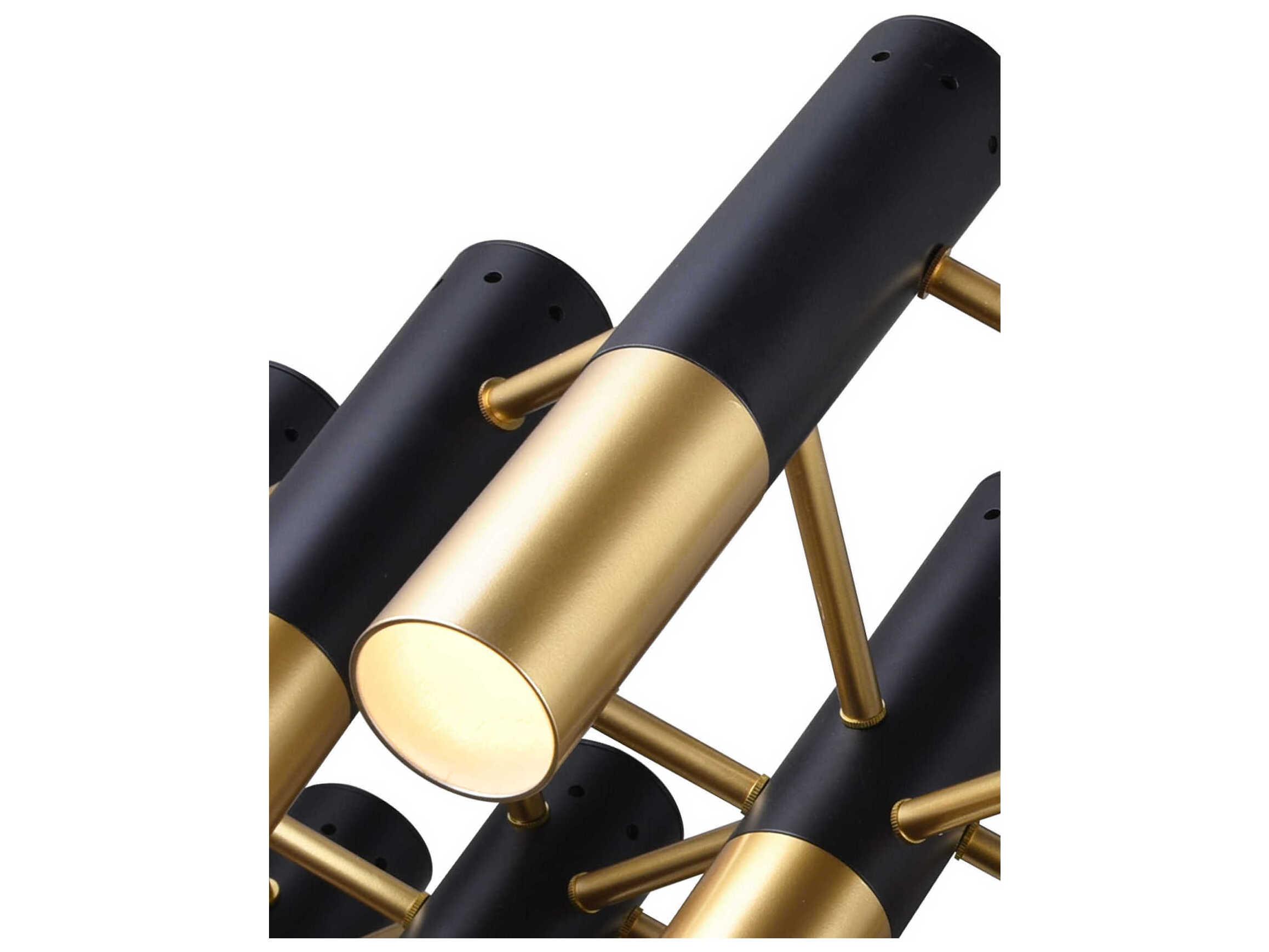 CWI Lighting Anem 19-Light Matte Black Satin Gold Cylinder Chandelier