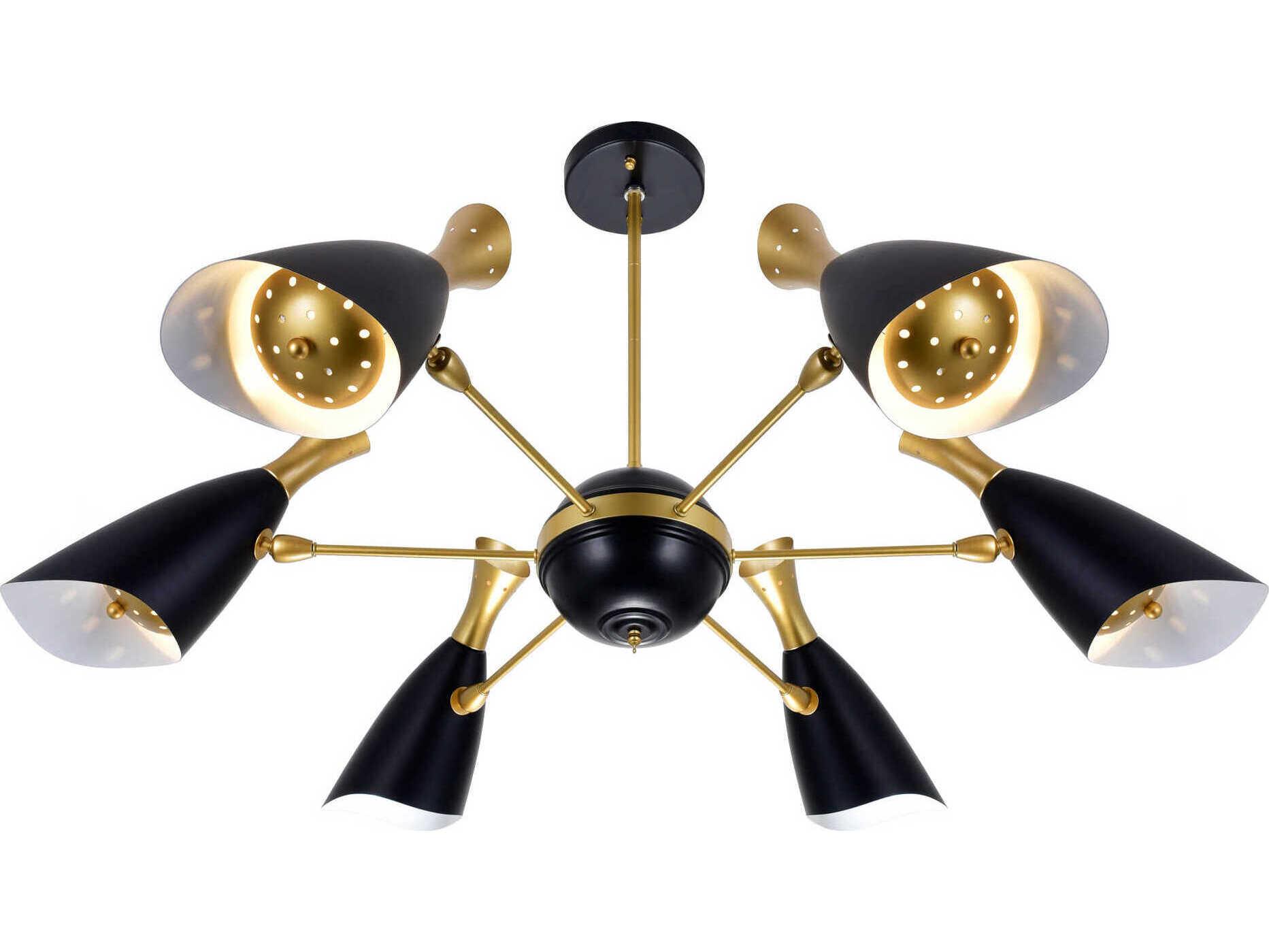 CWI Lighting Rolin 18-Light Matte Black Satin Gold Chandelier
