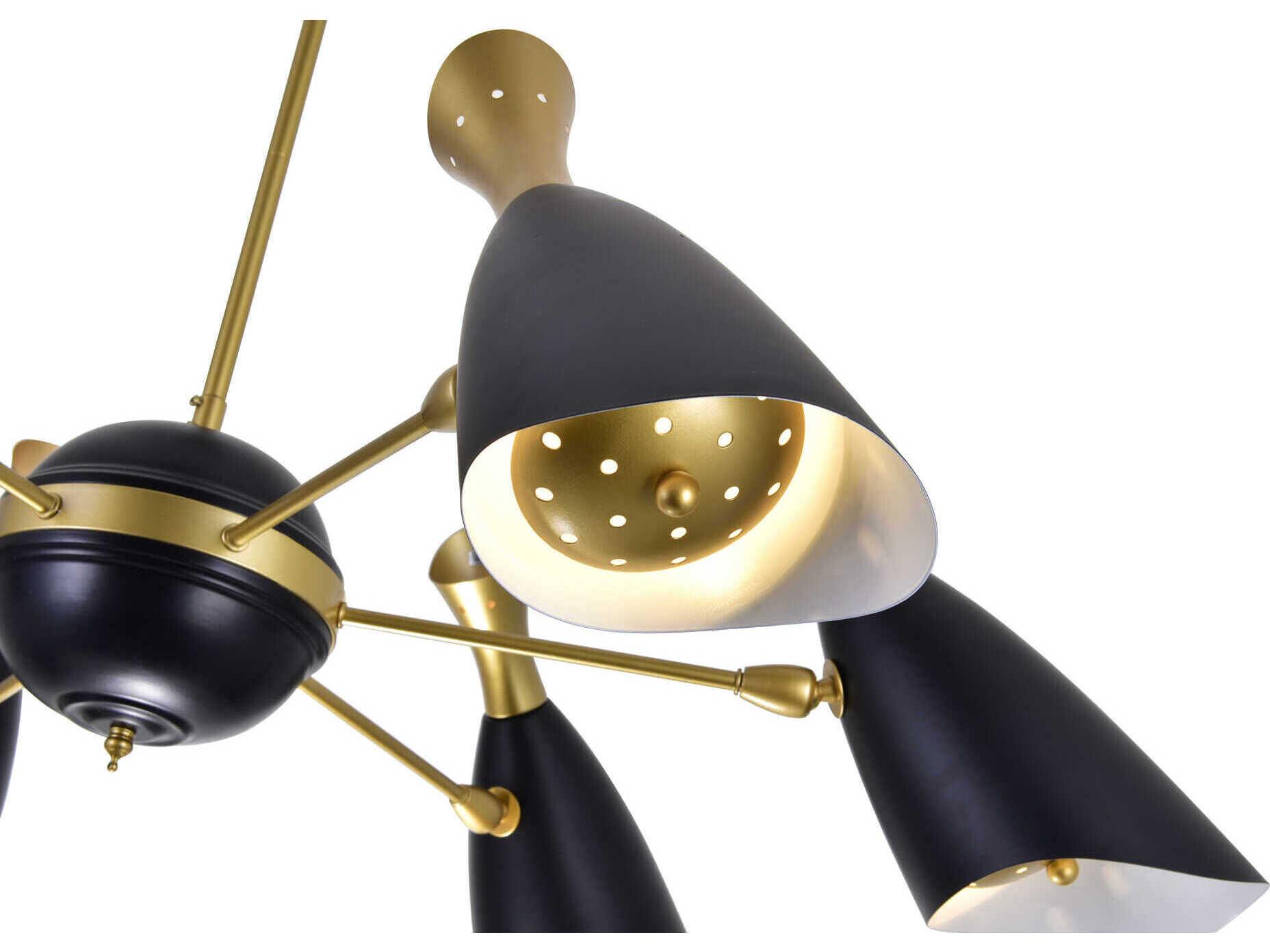 CWI Lighting Rolin 18-Light Matte Black Satin Gold Chandelier