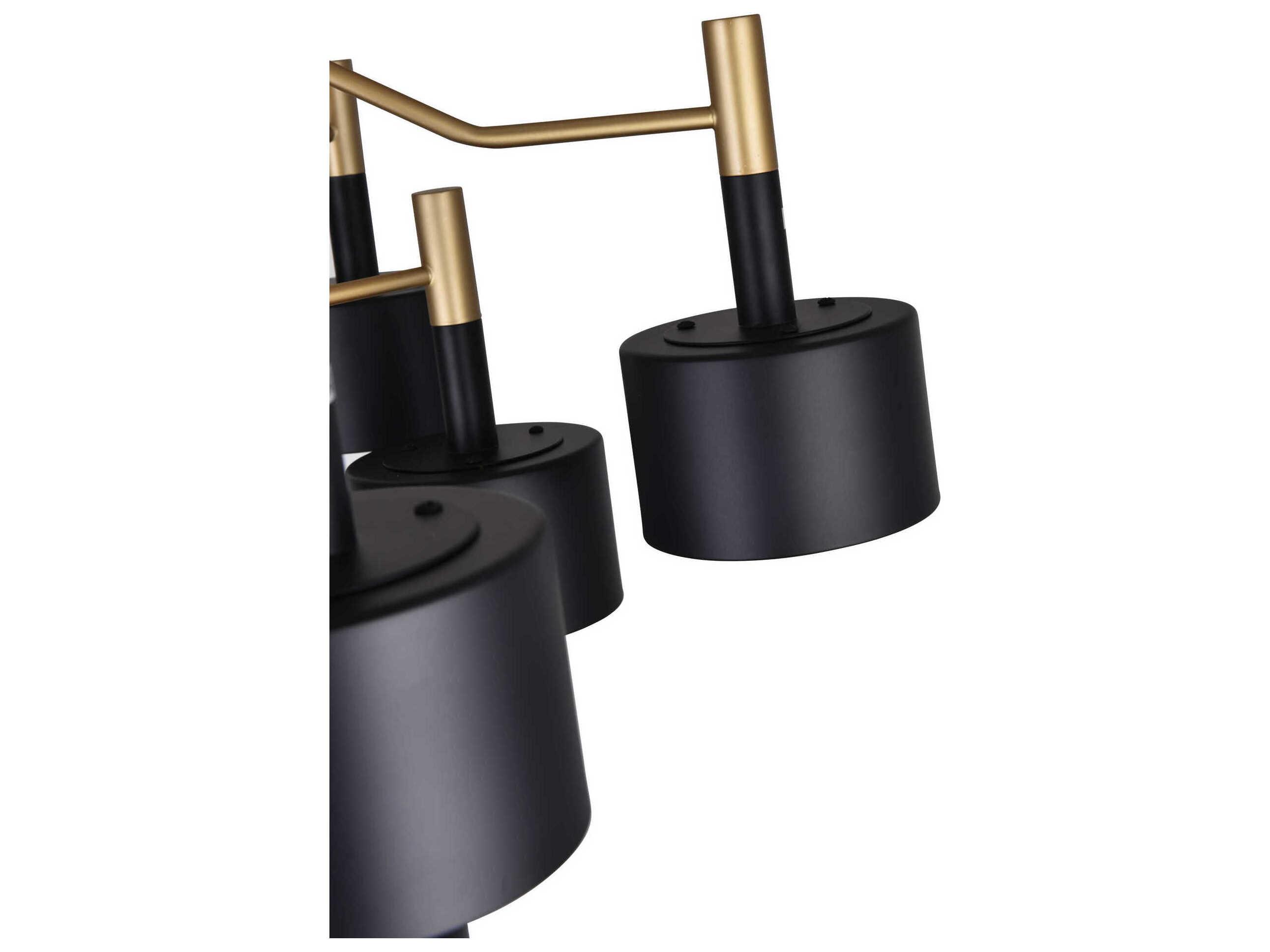 CWI Lighting Corna 12-Light Matte Black Satin Gold Drum Chandelier