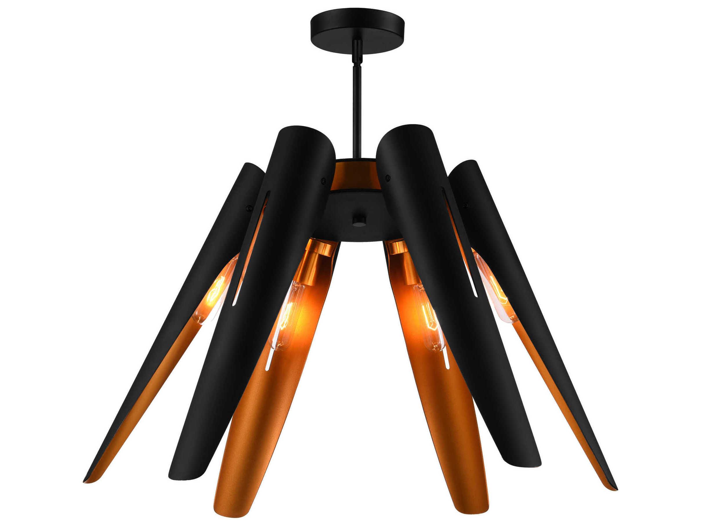 CWI Lighting Amar 6-Light Matte Black Chandelier