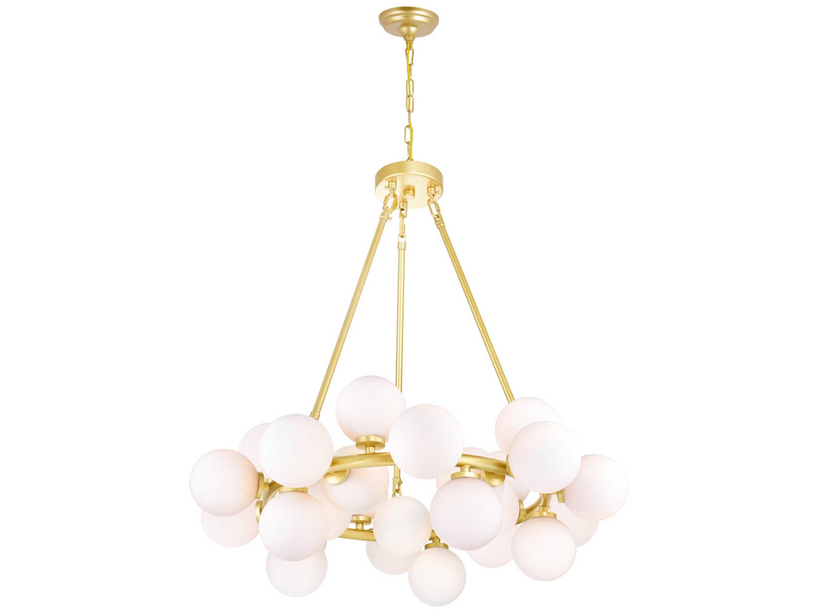CWI Lighting Arya 25-Light Satin Gold Globe Chandelier