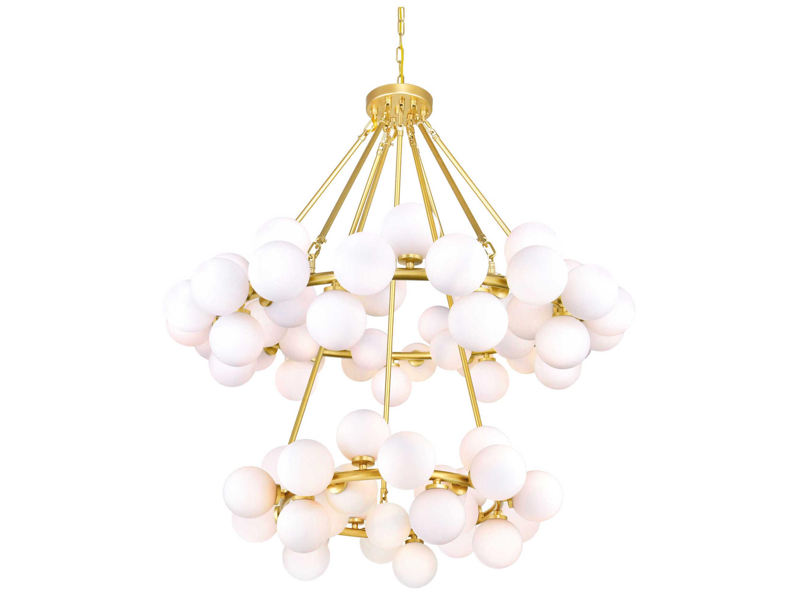 CWI Lighting Arya 70-Light Satin Gold Globe Chandelier