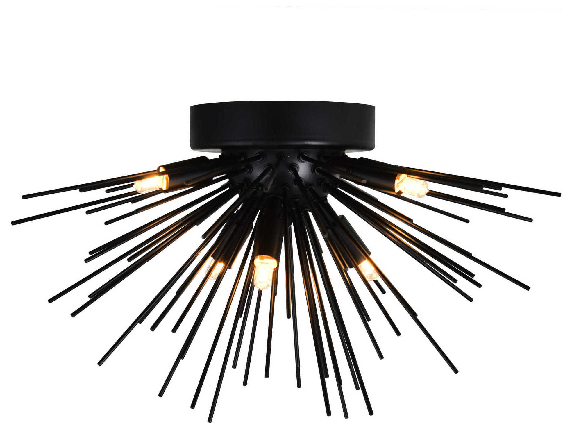 CWI Lighting Savannah 6-Light Black Sputnik Flush Mount