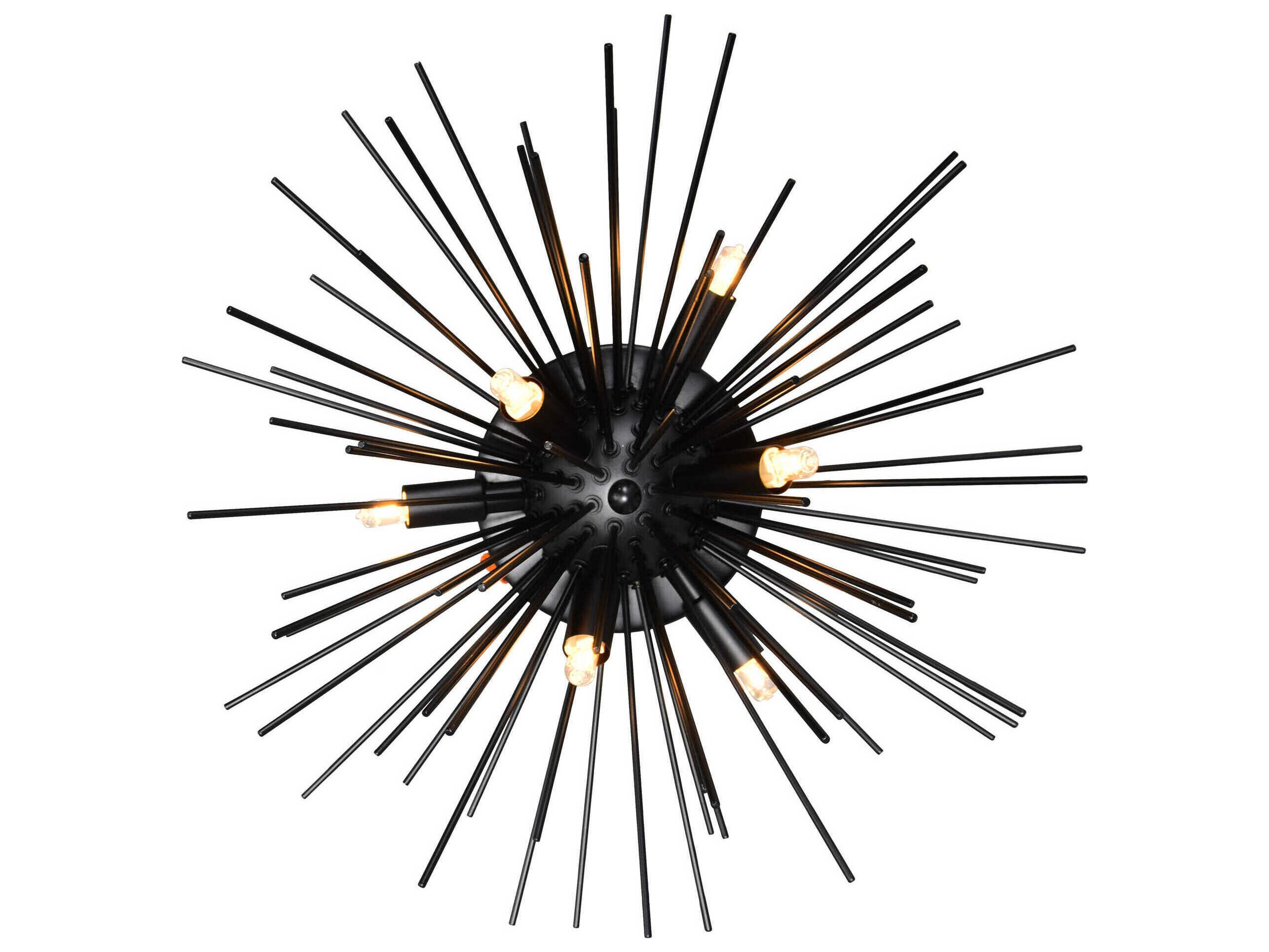 CWI Lighting Savannah 6-Light Black Sputnik Flush Mount