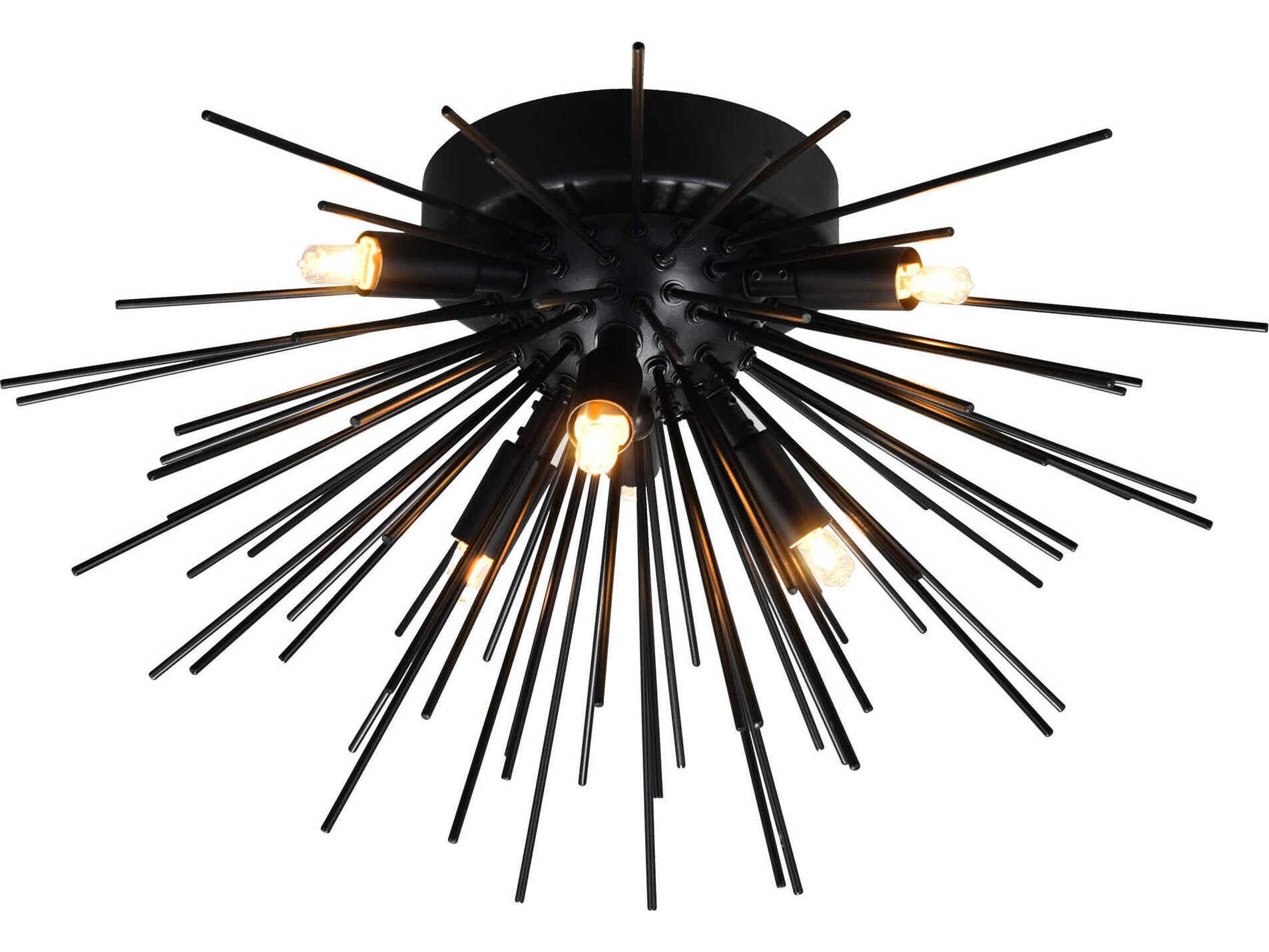 CWI Lighting Savannah 6-Light Black Sputnik Flush Mount