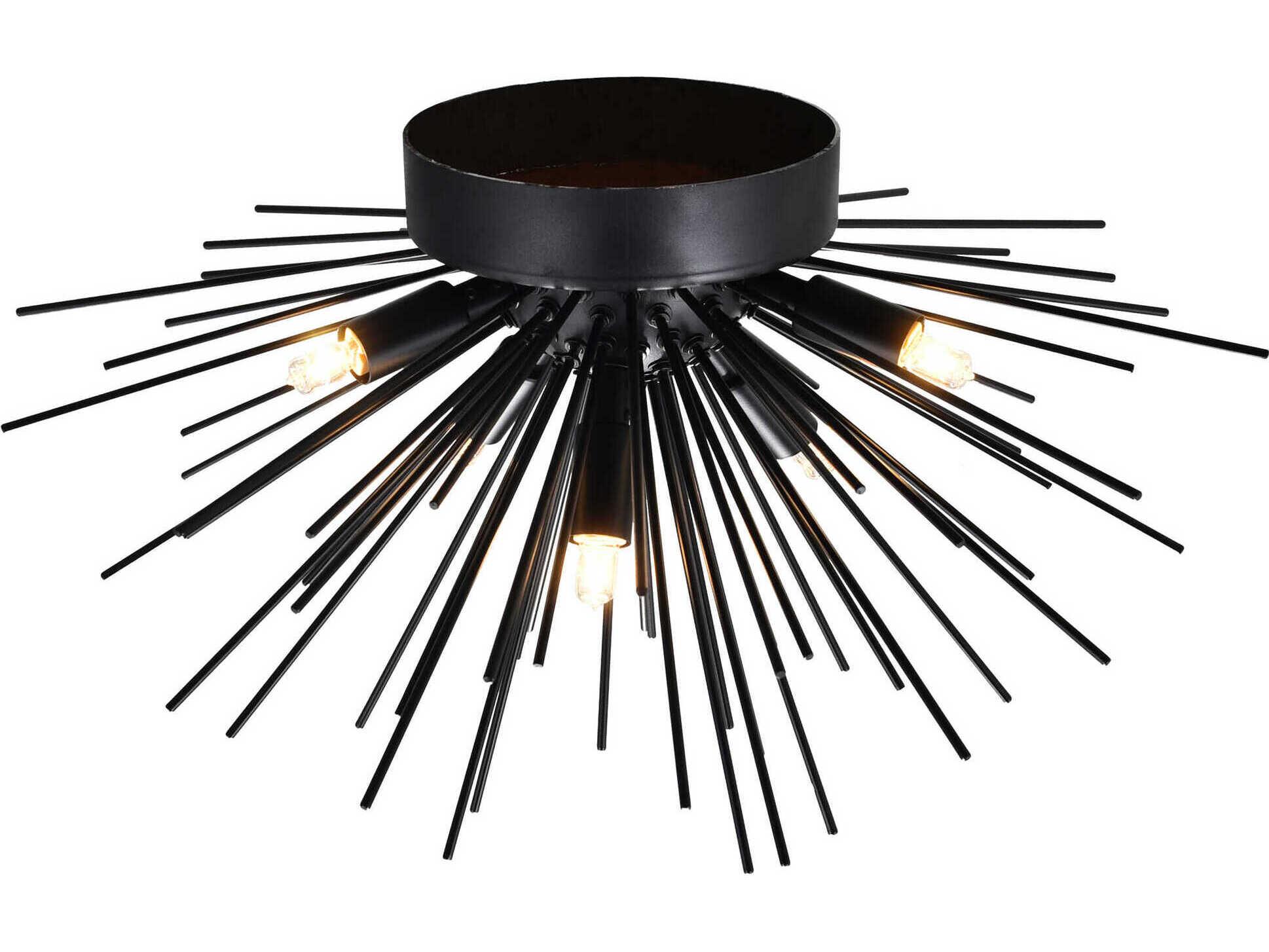CWI Lighting Savannah 6-Light Black Sputnik Flush Mount