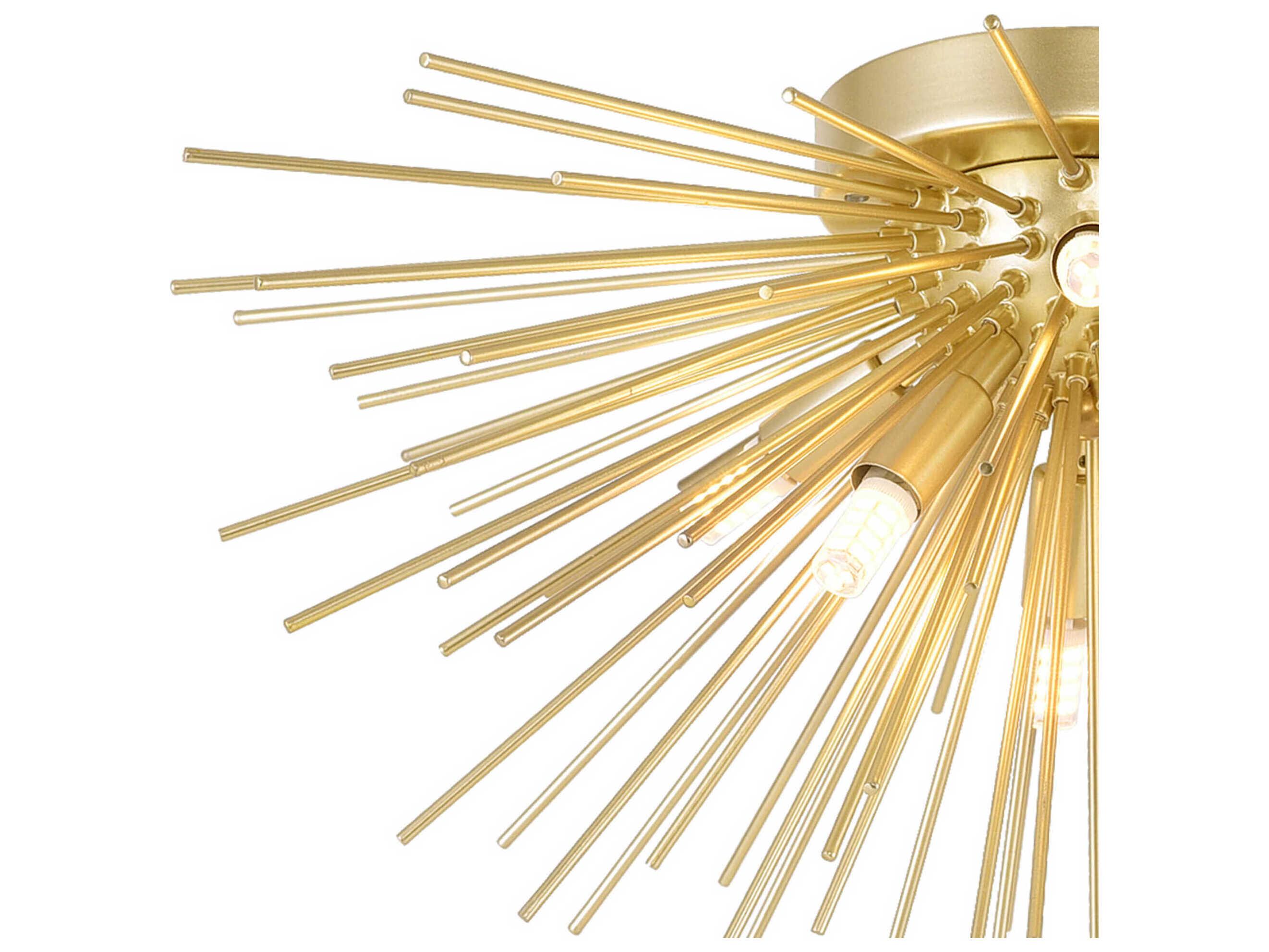 CWI Lighting Savannah 6-Light Gold Leaf Sputnik Flush Mount