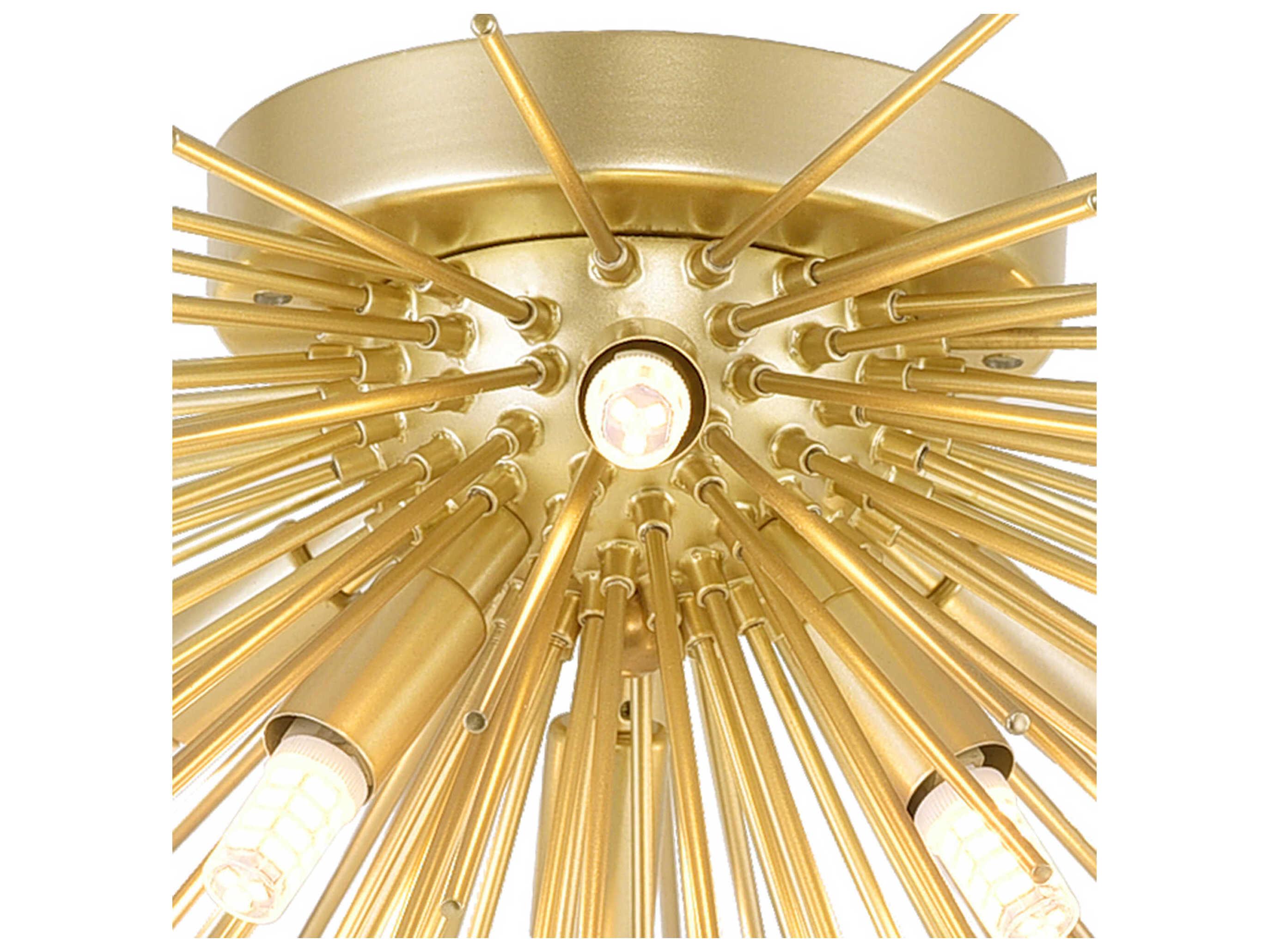 CWI Lighting Savannah 6-Light Gold Leaf Sputnik Flush Mount