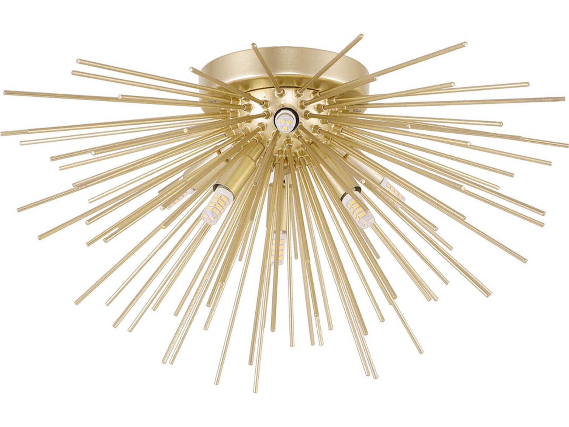 CWI Lighting Savannah 6-Light Gold Leaf Sputnik Flush Mount