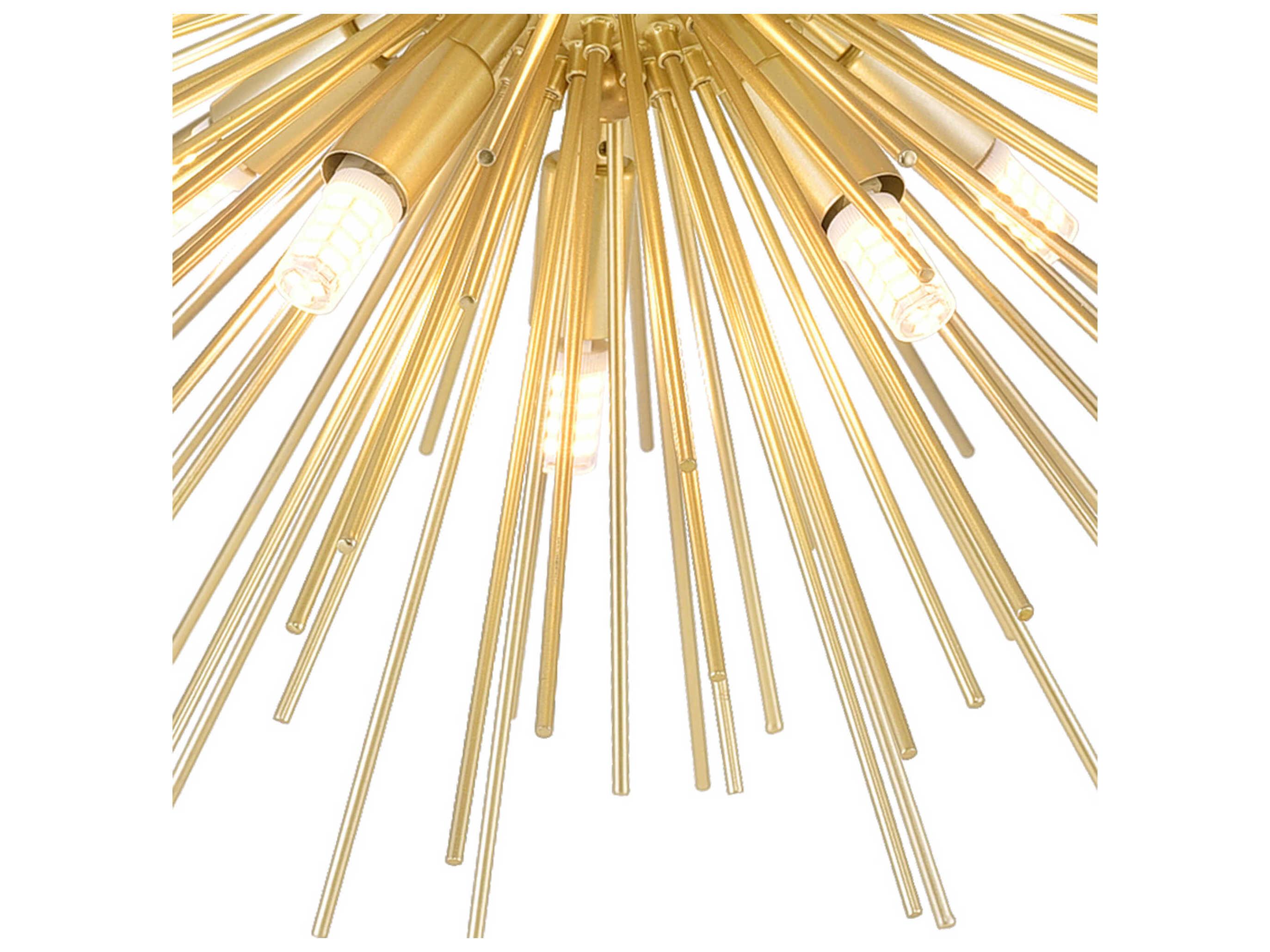 CWI Lighting Savannah 6-Light Gold Leaf Sputnik Flush Mount