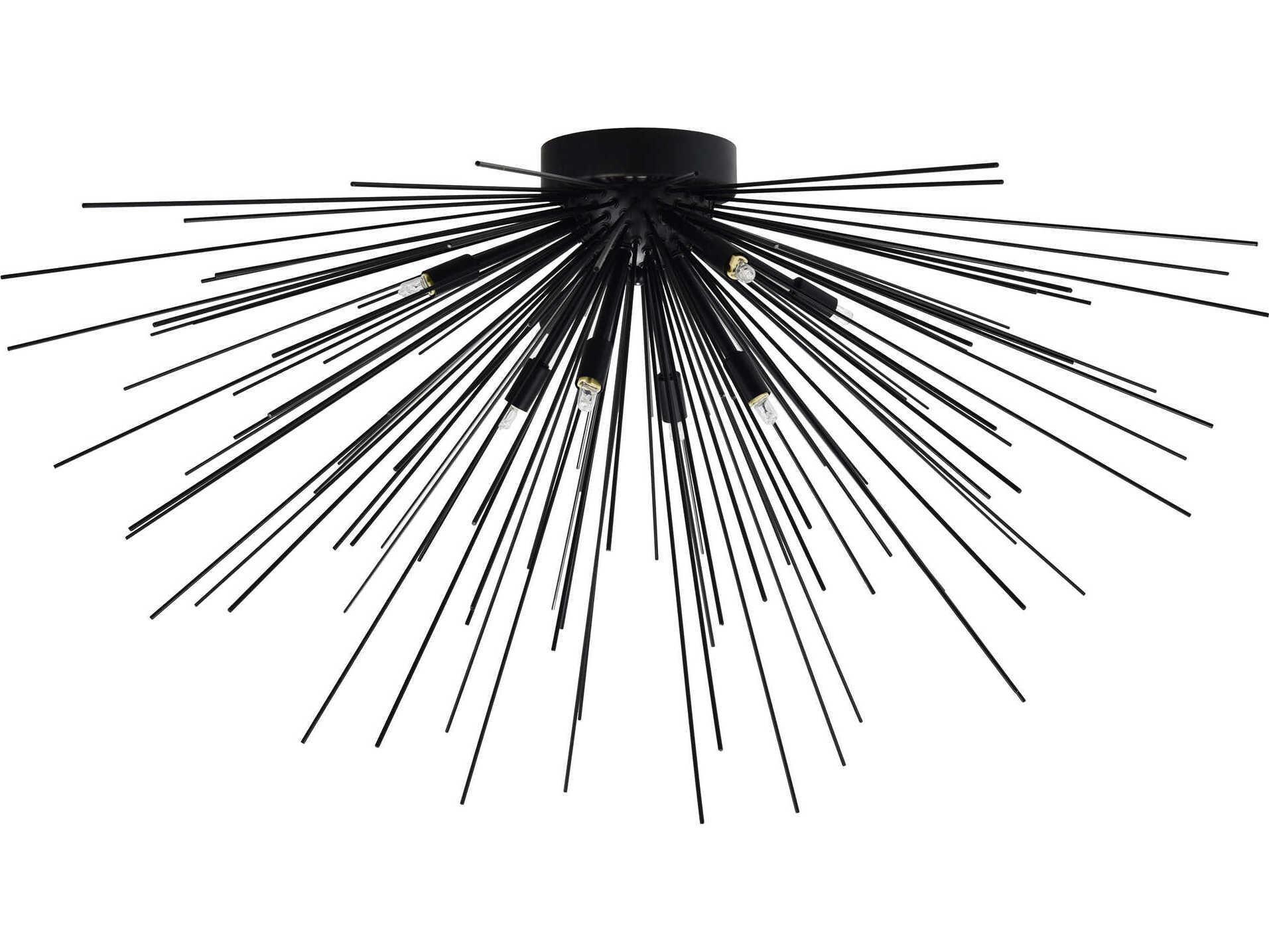 CWI Lighting Savannah 8-Light Black Sputnik Flush Mount