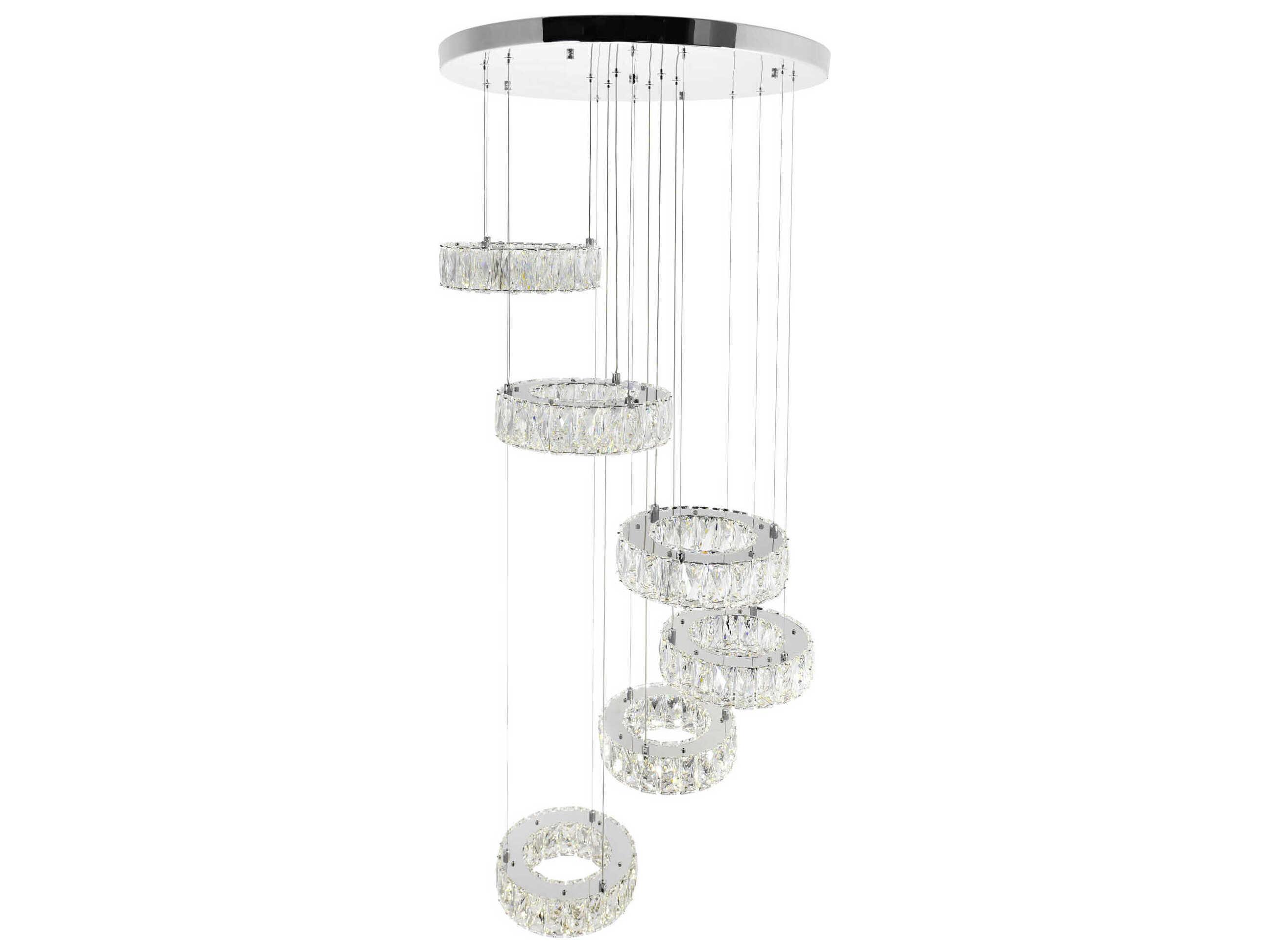 CWI Lighting Madeline Chrome Round Tiered Pendant