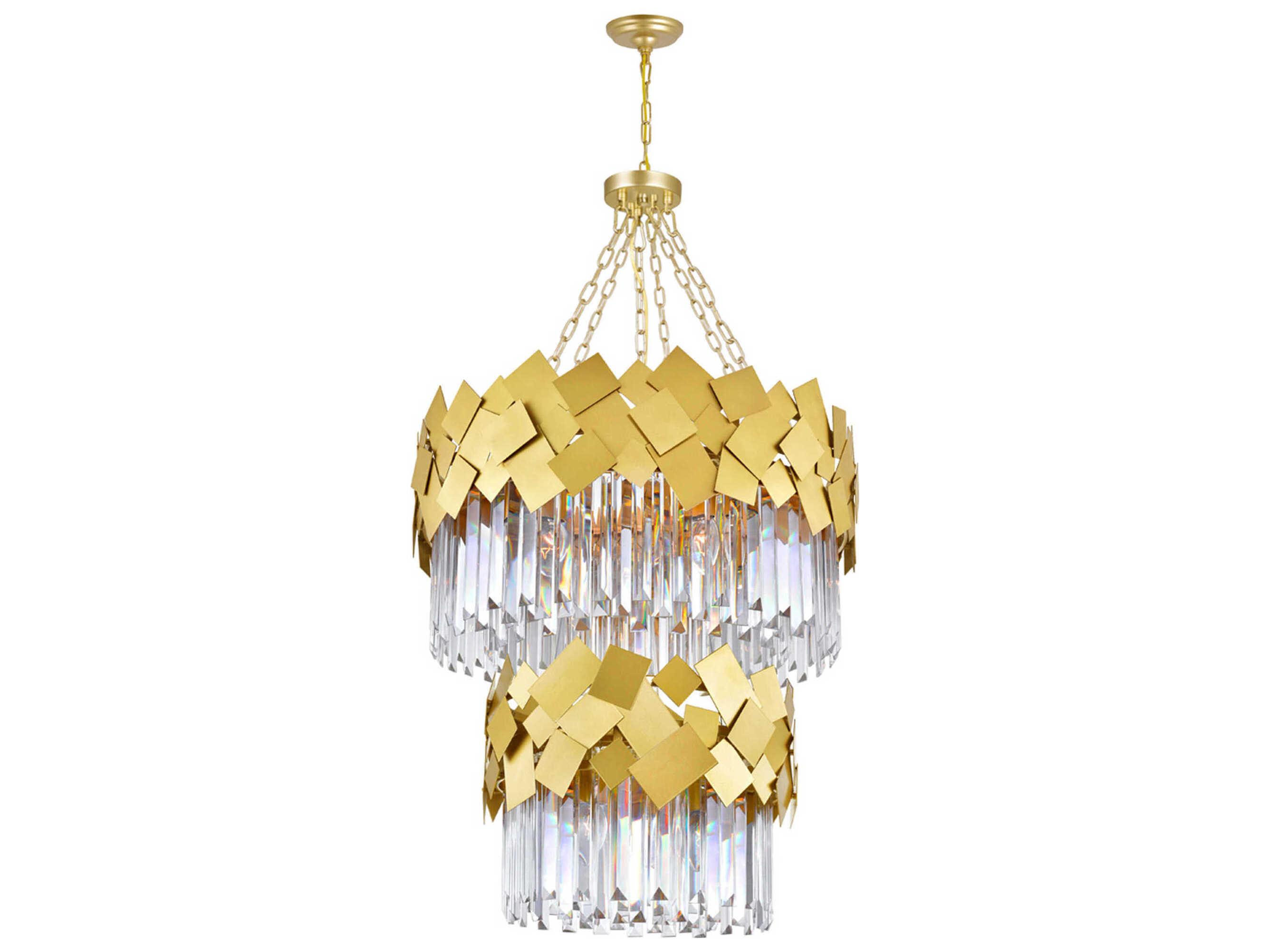 CWI Lighting Panache 10-Light Medallion Gold Tiered Chandelier