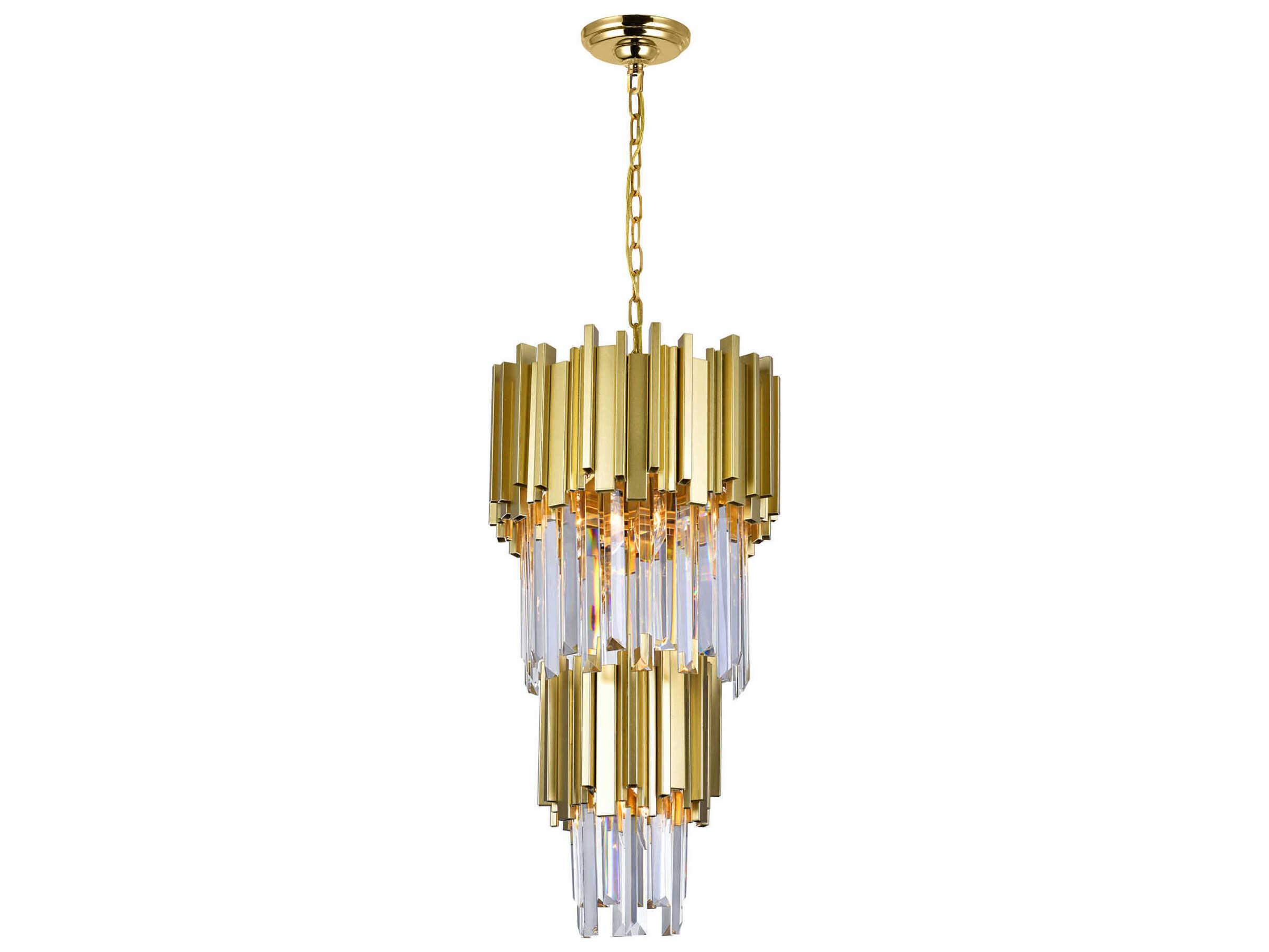 CWI Lighting Deco 4-Light Medallion Gold Tiered Chandelier