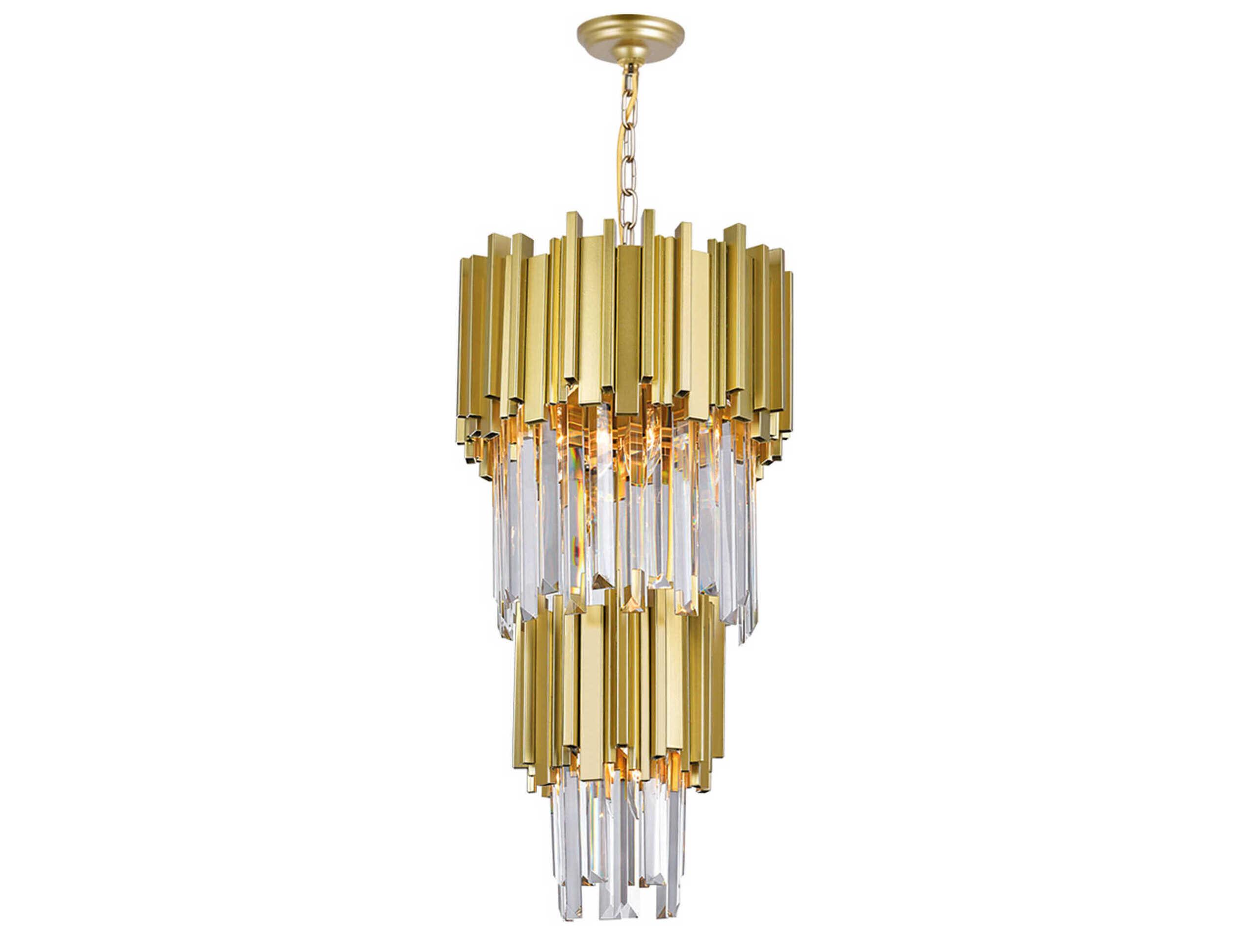 CWI Lighting Deco 4-Light Medallion Gold Tiered Chandelier