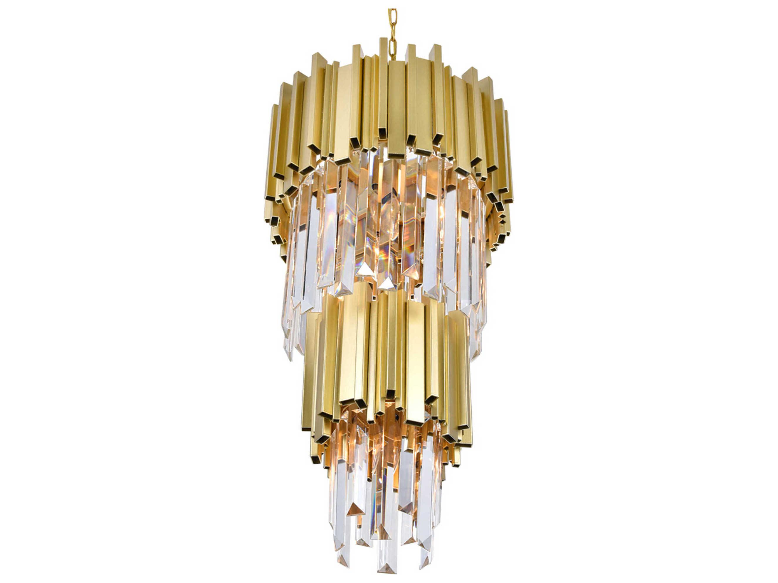 CWI Lighting Deco 4-Light Medallion Gold Tiered Chandelier