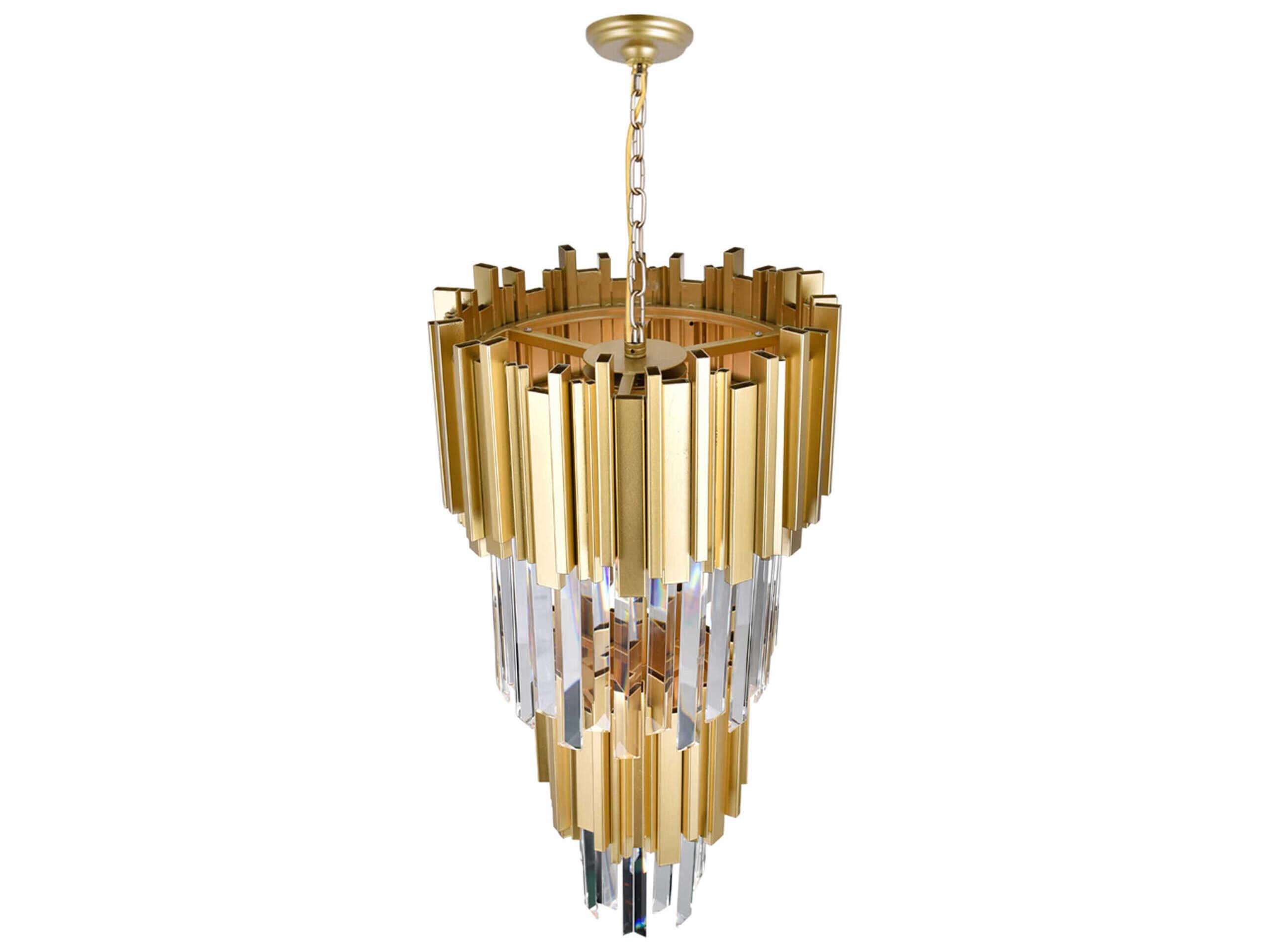 CWI Lighting Deco 4-Light Medallion Gold Tiered Chandelier